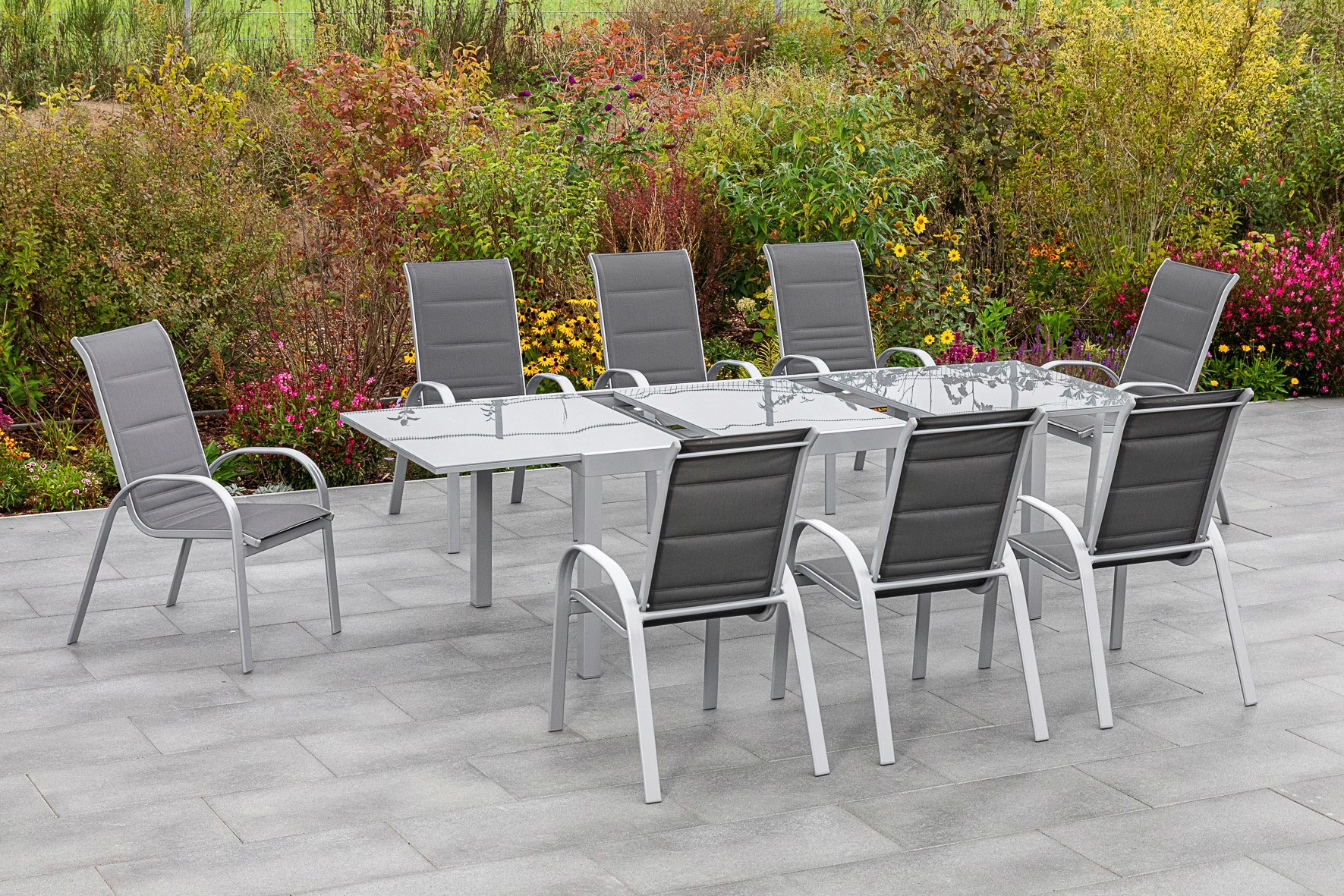 MERXX Garten-Essgruppe »Amalfi di lusso« 9 Stk. tlg. 8 Stapelsessel, Hochle günstig online kaufen