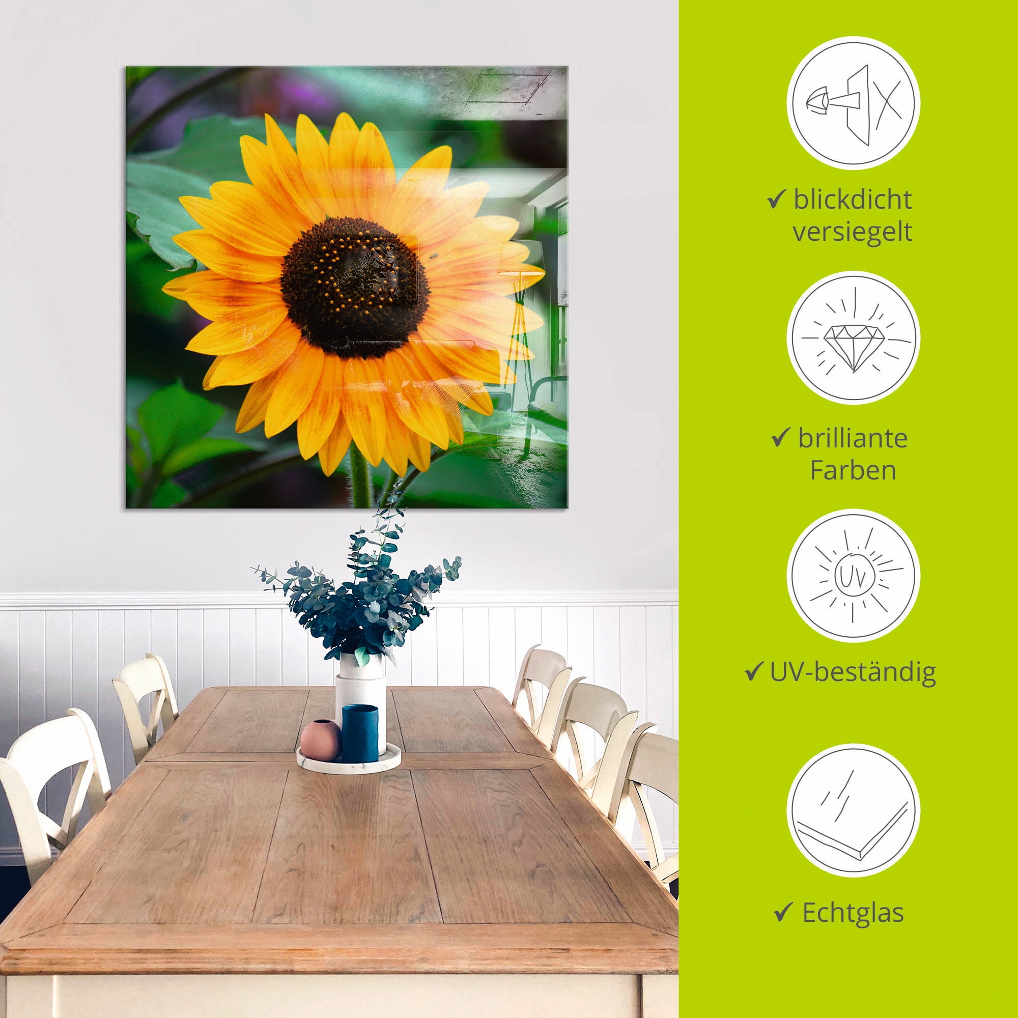 Artland Glasbild »Sonnenblume«, Blumen, (1 St.), in verschiedenen Größen