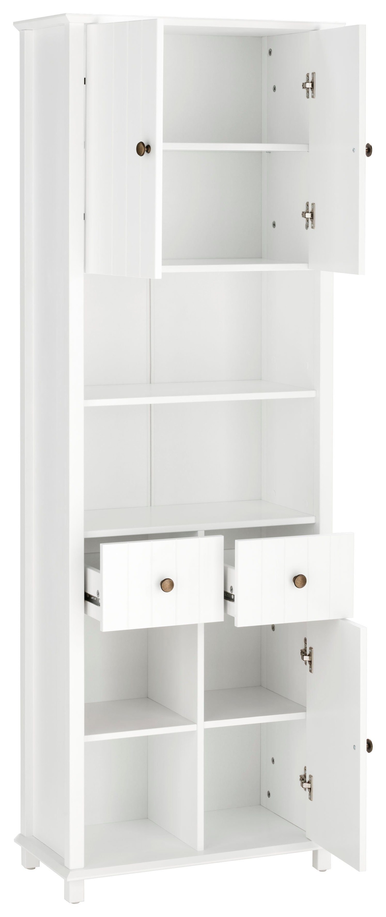 Home affaire Hochschrank »Vili«, Badezimmerschrank, Höhe 175 cm, 2 Schubladen, 3 Türen, aus Massivholz