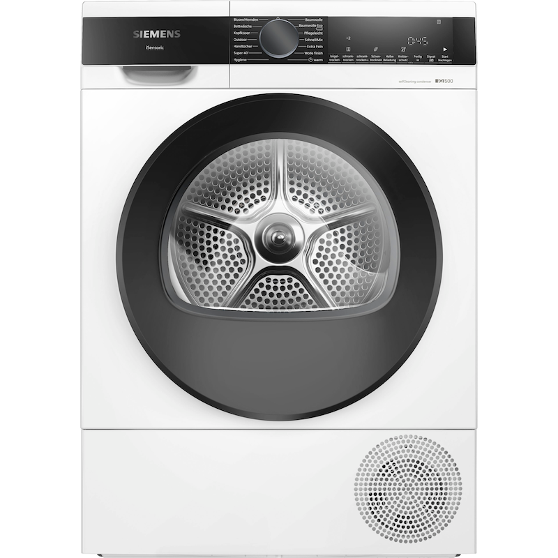 SIEMENS Wärmepumpentrockner »WQ45G2D00« iQ500 Selbstreinigender Kondensator, Halbe Beladung, Reversierende Trommel schwarz speedPack – Zeit sparen...
