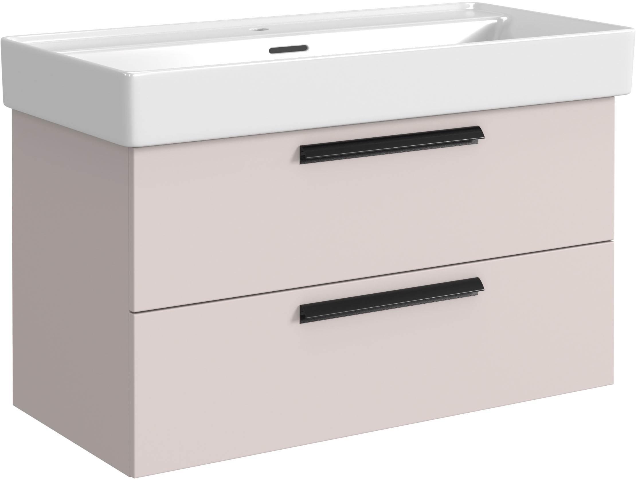 welltime Waschtisch »SALVADA, Softclose-Auszüge, Keramikbecken« Maße (B/T/H): 100/48/63 cm,  Kaschmir, Lochbohrung für eine Armatur, Anti-Finger-Print