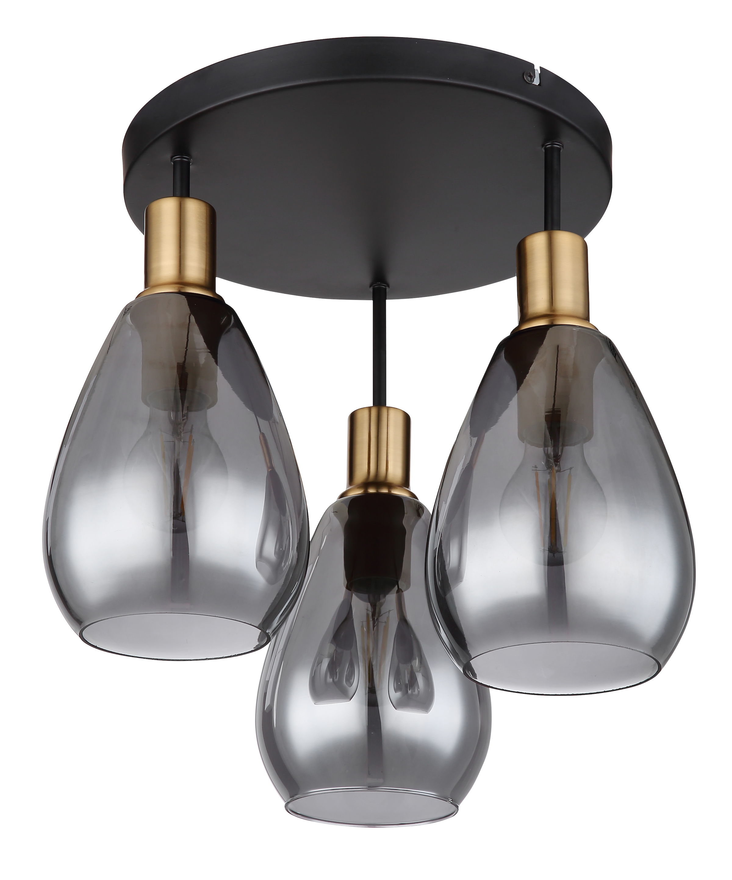 GLOBO LIGHTING Deckenleuchte »FANNI«, Leuchtmittel E27 | ohne Leuchtmittel, Deckenlampe/Metall/messing/Glas rauchfarben/Wohnzimmer/Esszimmer