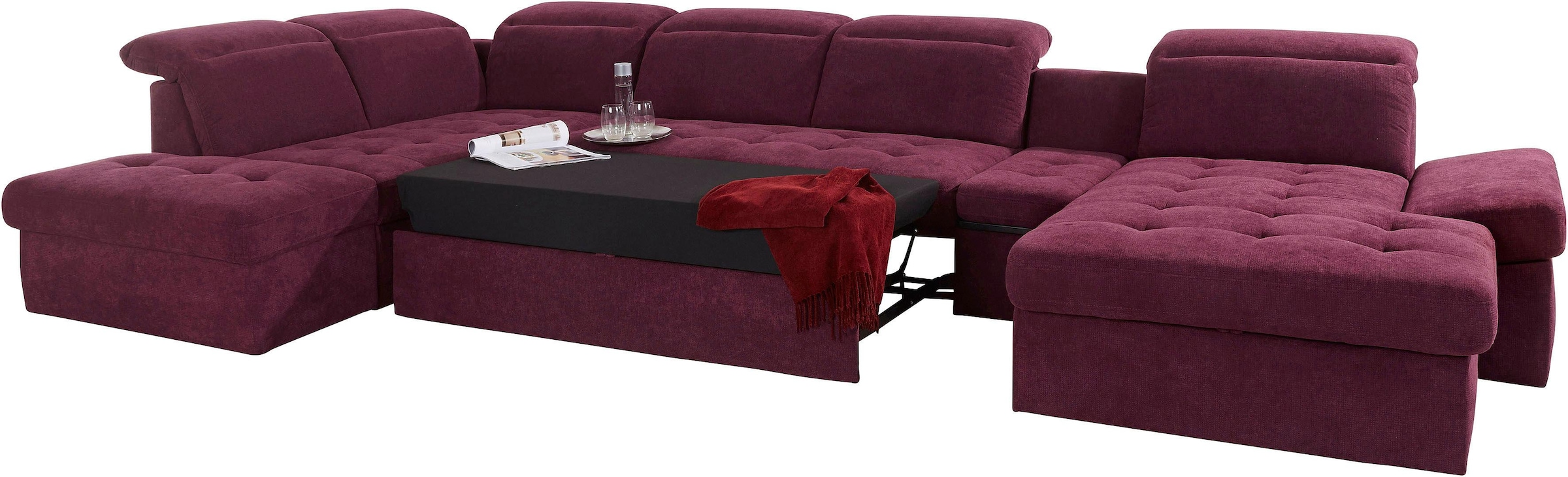 sit&more Wohnlandschaft »Stardust U-Form«, inklusive Kopfteilverstellung, Armlehnenfunktion und Tischelement