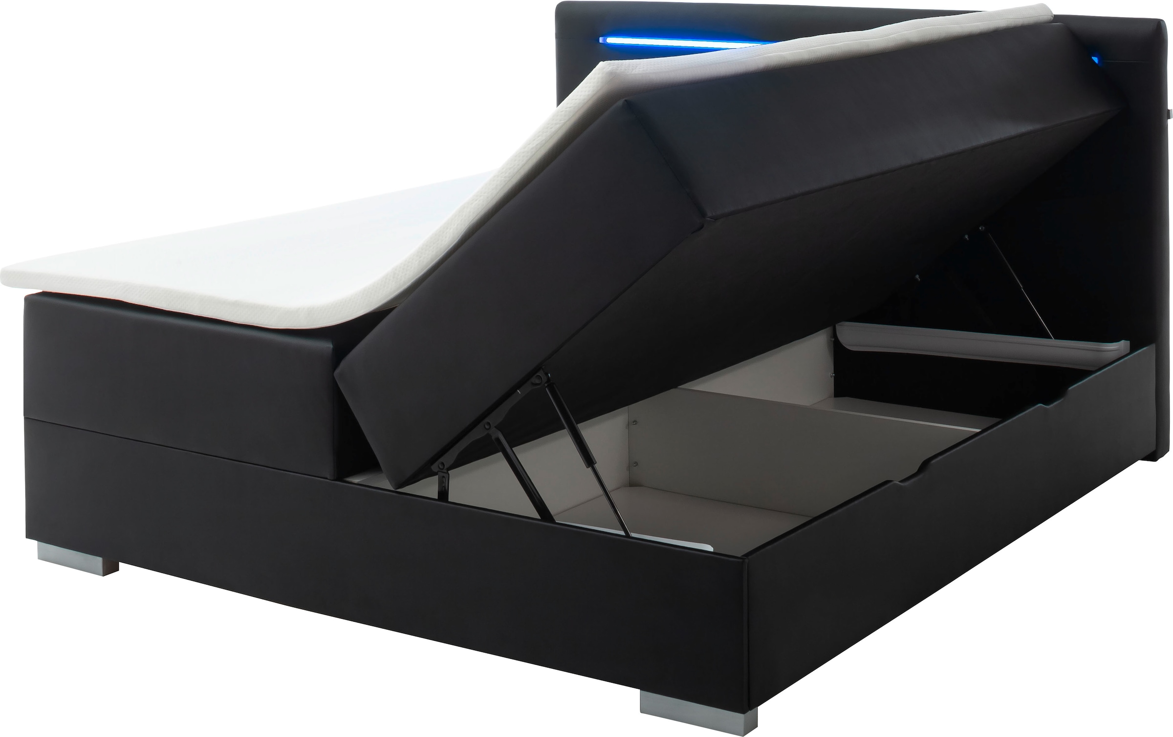 meise.möbel Boxspringbett »Las Vegas 2«, inkl. LED Beleuchtung im Kopfteil, mit Bettkasten und Topper