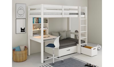 Etagenbett »HENNE,TOPSELLER!Ideal für kleine Räume,zweiter Schlafplatz ausziehbar«
