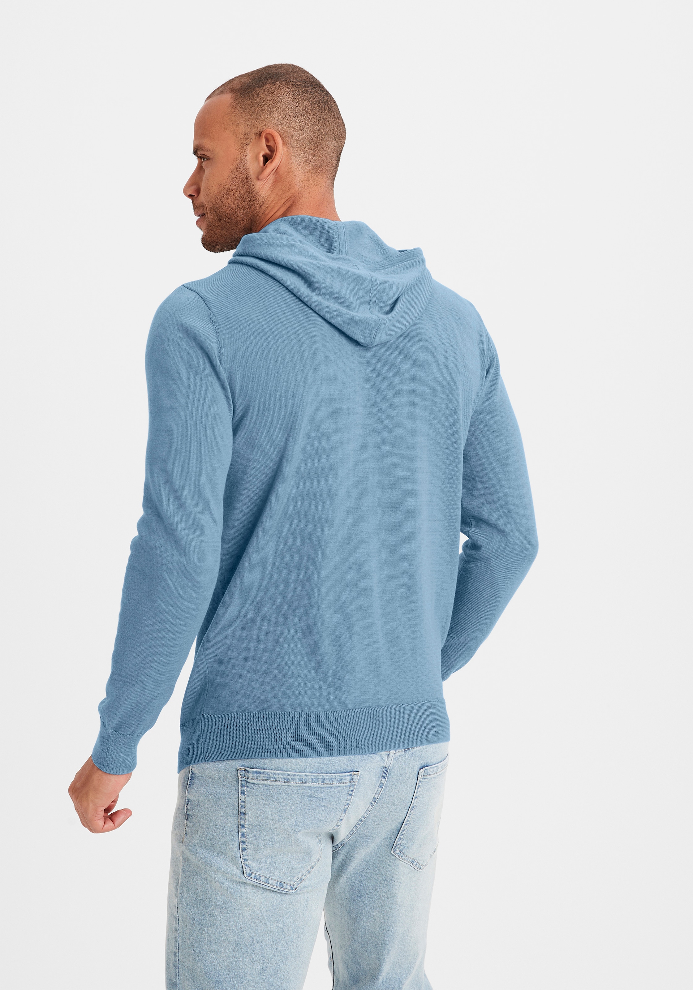 H.I.S Hoodie », Strickpullover mit Kapuze« Feinstrick aus pflegeleichter Baumwollmischung