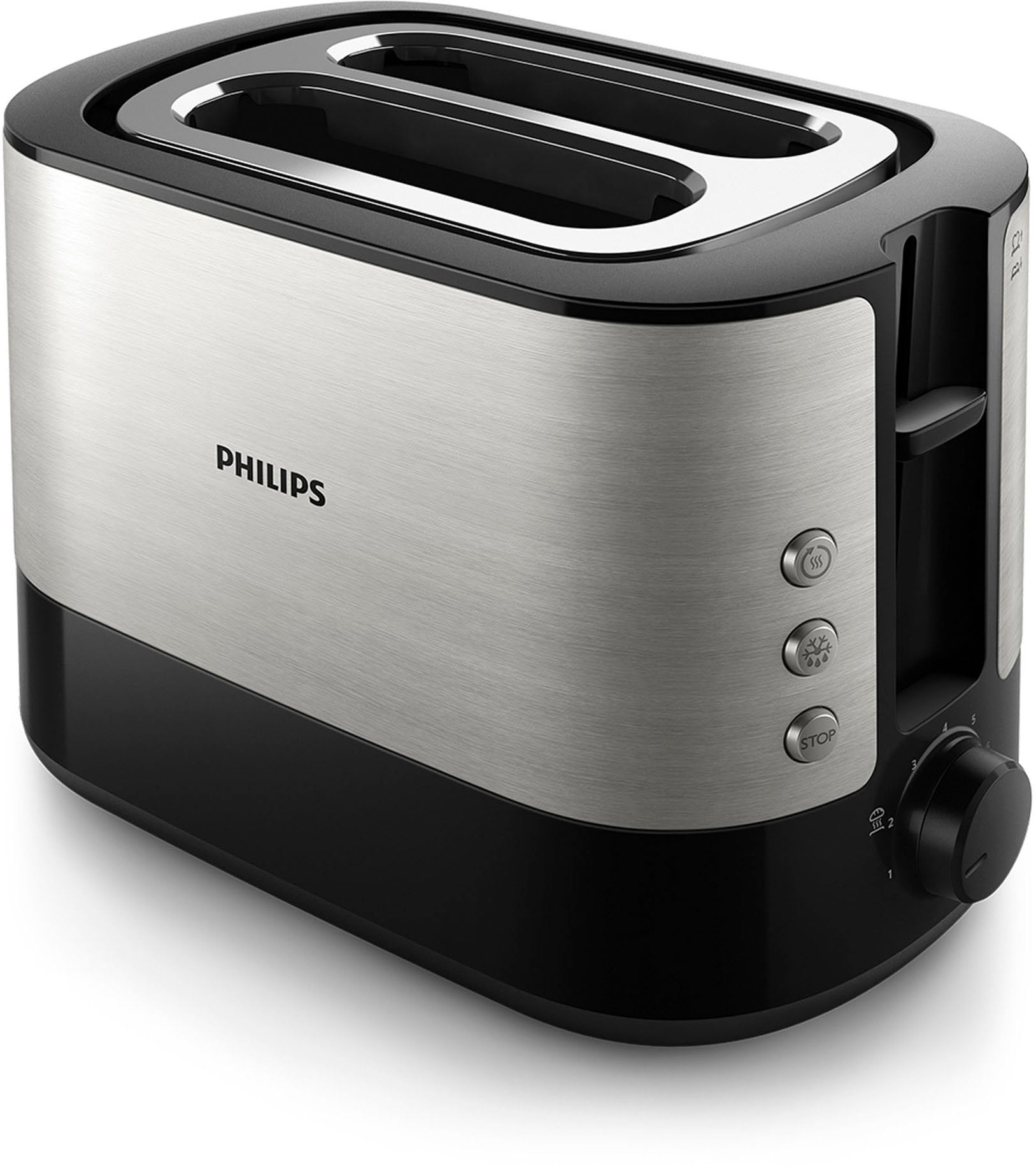 Philips Toaster »HD2637/90 Viva Collection«, 2 kurze Schlitze, für 2 Scheiben, 950 W, Brötchenaufsatz, Krümelschublade, 7 Bränungsstufen, 3 Funktionen