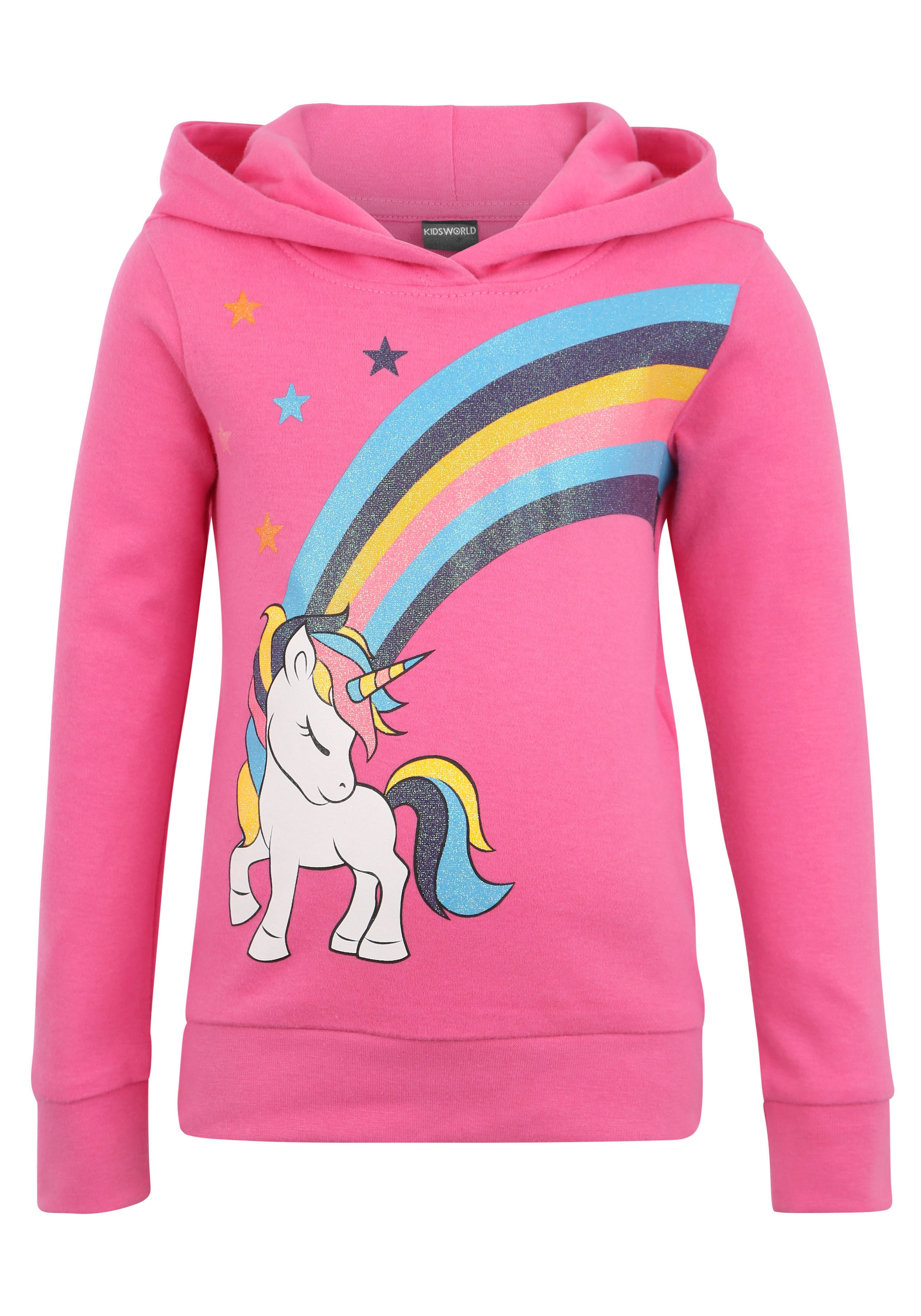 KIDSWORLD Langarmshirt »EINHORN Regenbogen«, mit im jetzt Glitzerdruck %Sale