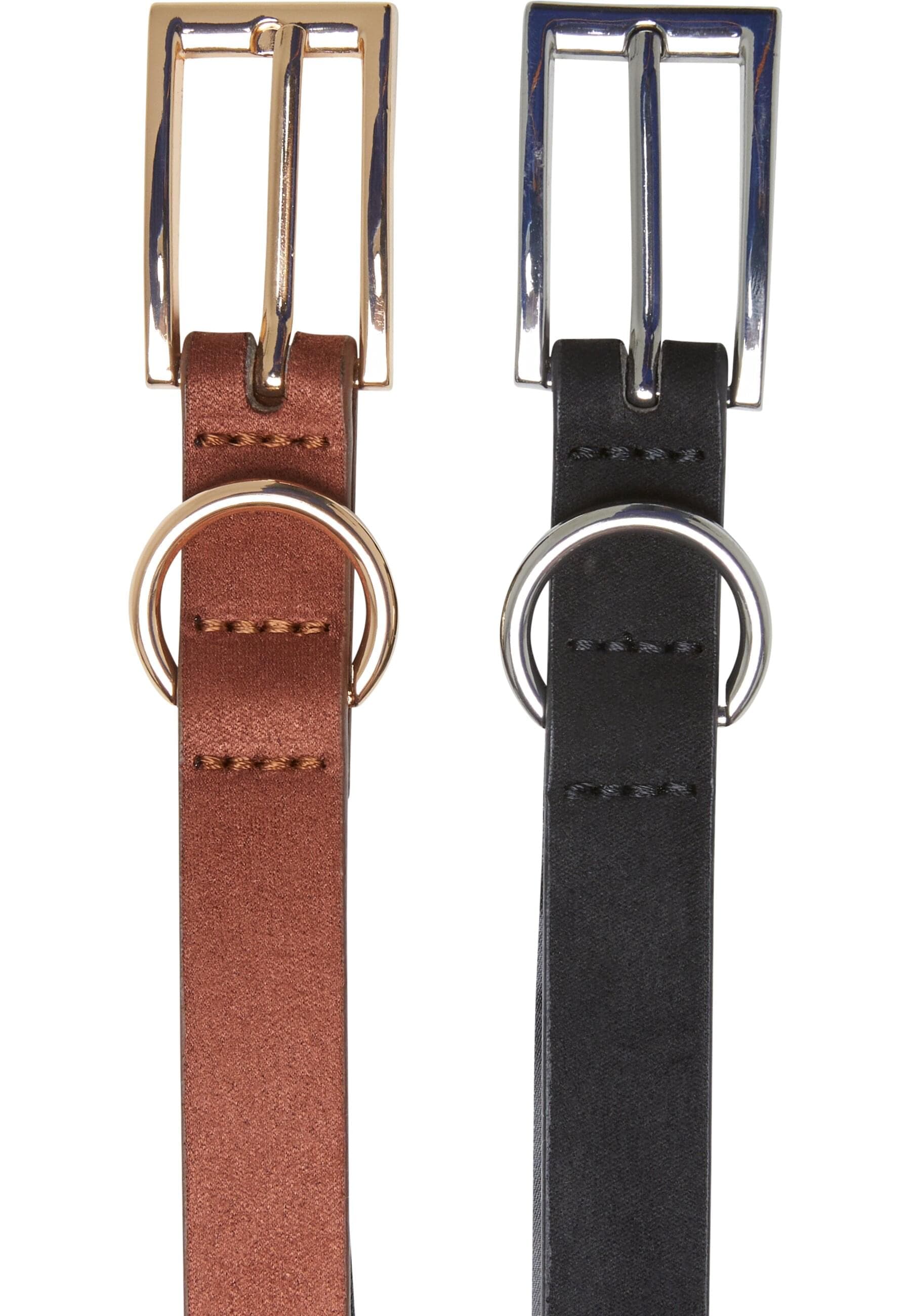 URBAN CLASSICS Synthetikgürtel »Urban Classics Slim Synthetic Velour Leather Belt 2-Pack«