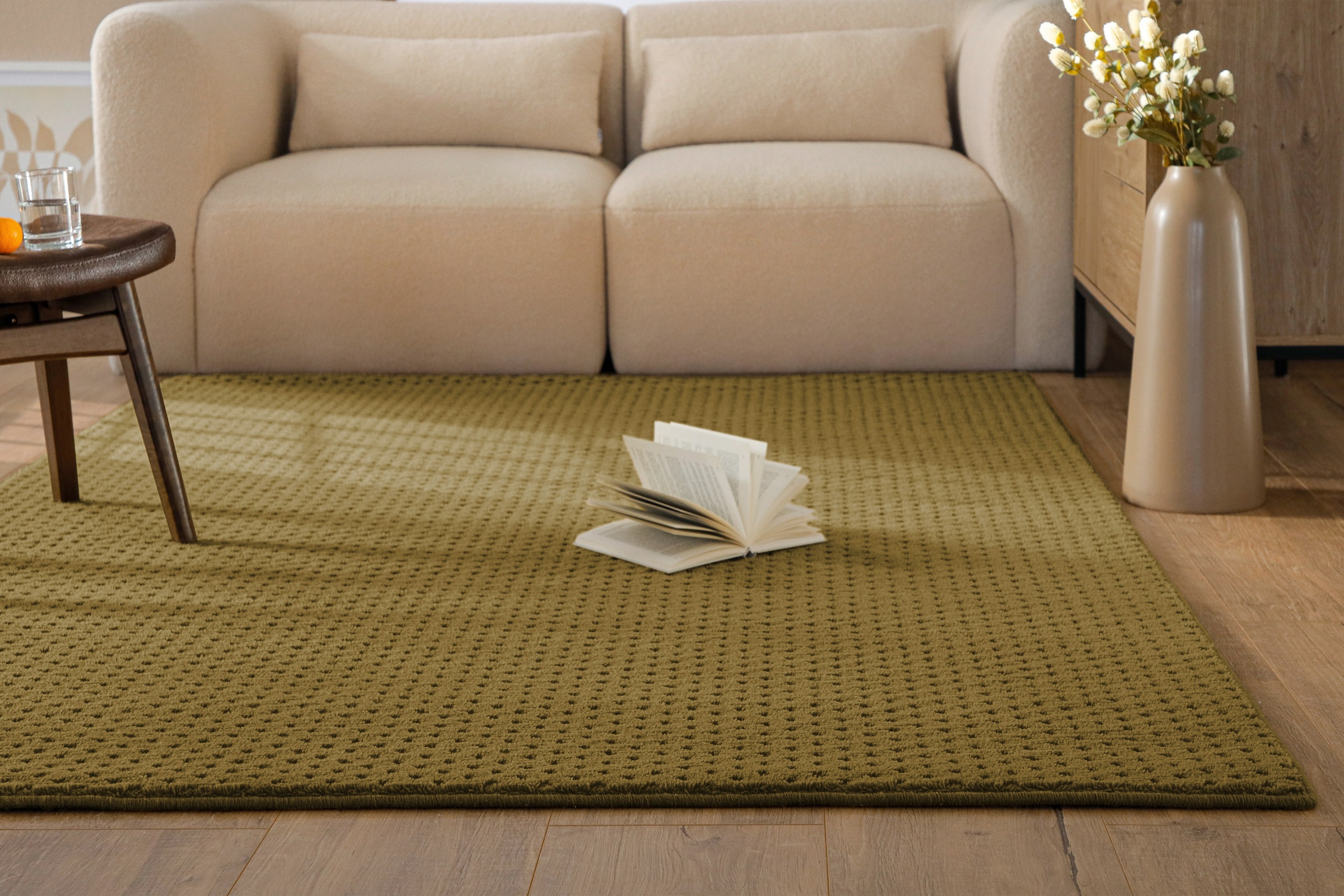 Wecon home Teppich »Castello THREE« rechteckig 7 mm Höhe Schurwolle, Kurzflor mit Hoch-Tief-Effekt, Wohnzimmer, Punktmuster