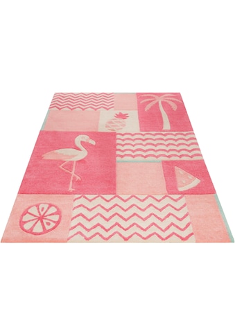 SMART KIDS Kinderteppich »Fruity Flamingo«, rechteckig, 9 mm Höhe, Flamingos Palmen,... kaufen