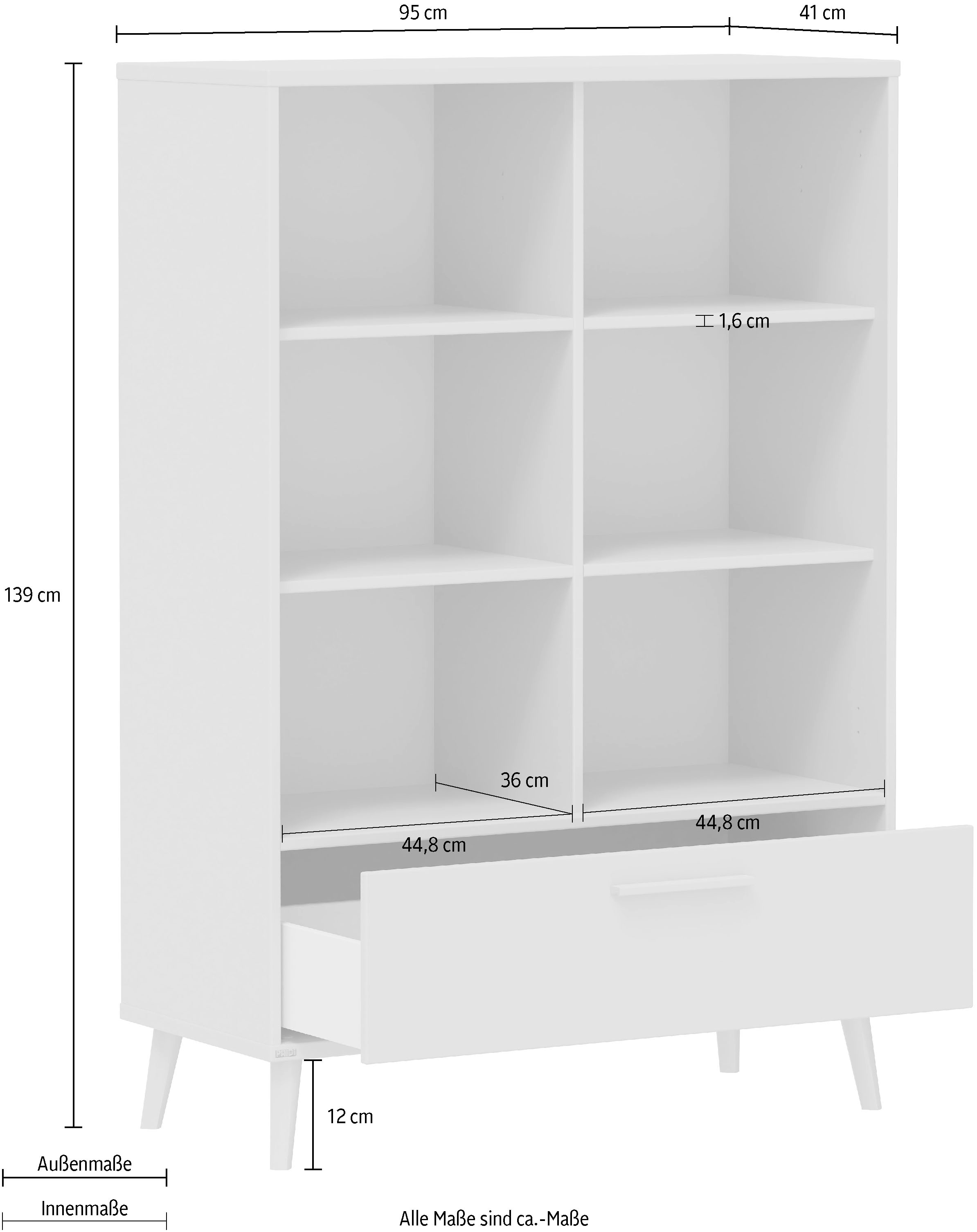 PAIDI Standregal »in Beige mit Schublade, offenen Fächern, verschiedene Ausführungen« B/H/T ca. 48-95/139/41cm,  Soft-Close, stabiles und langlebiges Regal, geprüfte Qualität