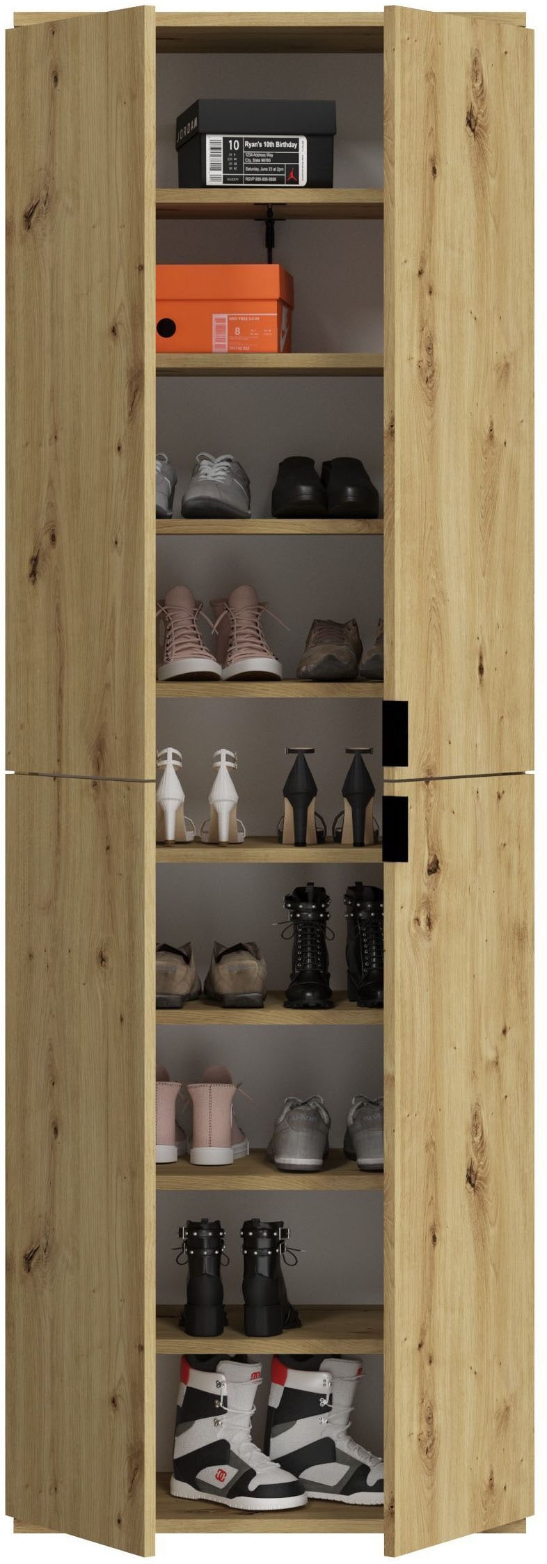 INOSIGN Garderoben-Set »Trondheim, Breite 183 cm, best. aus 3 Schränken, 12 Türen, 27 Fächer«, (Set, 3 St.), inkl. ausziehbarer Kleiderstange, Garderobenschrank, Kleiderschrank