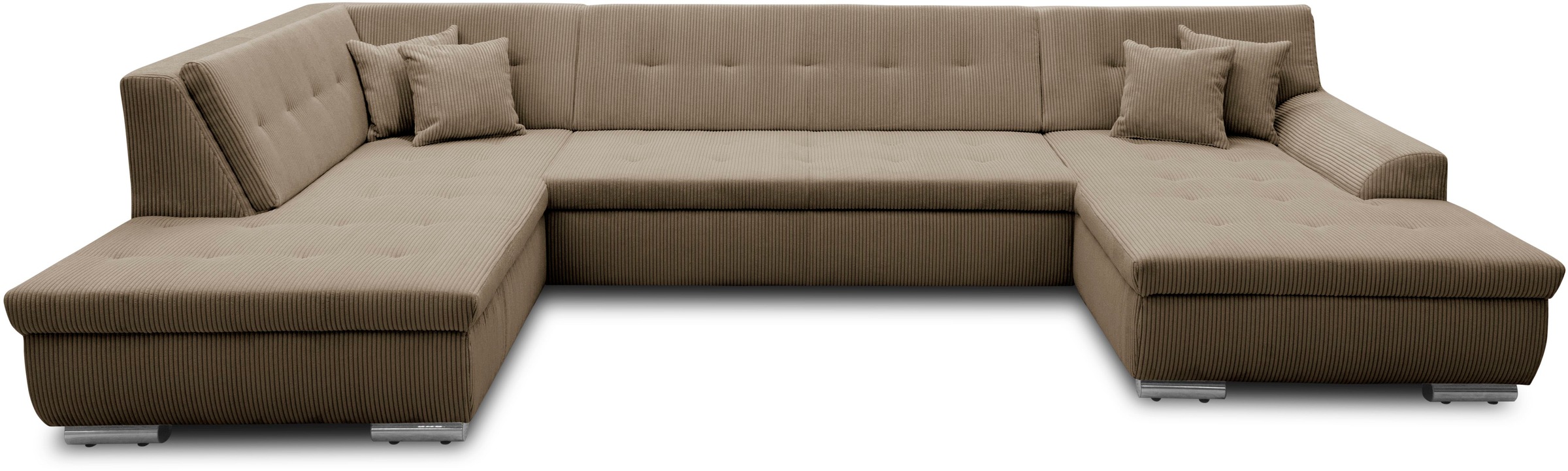 DOMO collection Wohnlandschaft »Treviso incl. Zierkissen, moderne Steppung, XXL: B/T/H: 364/201/83 cm«, wahlweise mit Bettfunktion, in vielen Bezugsarten auch in Cord U-Form