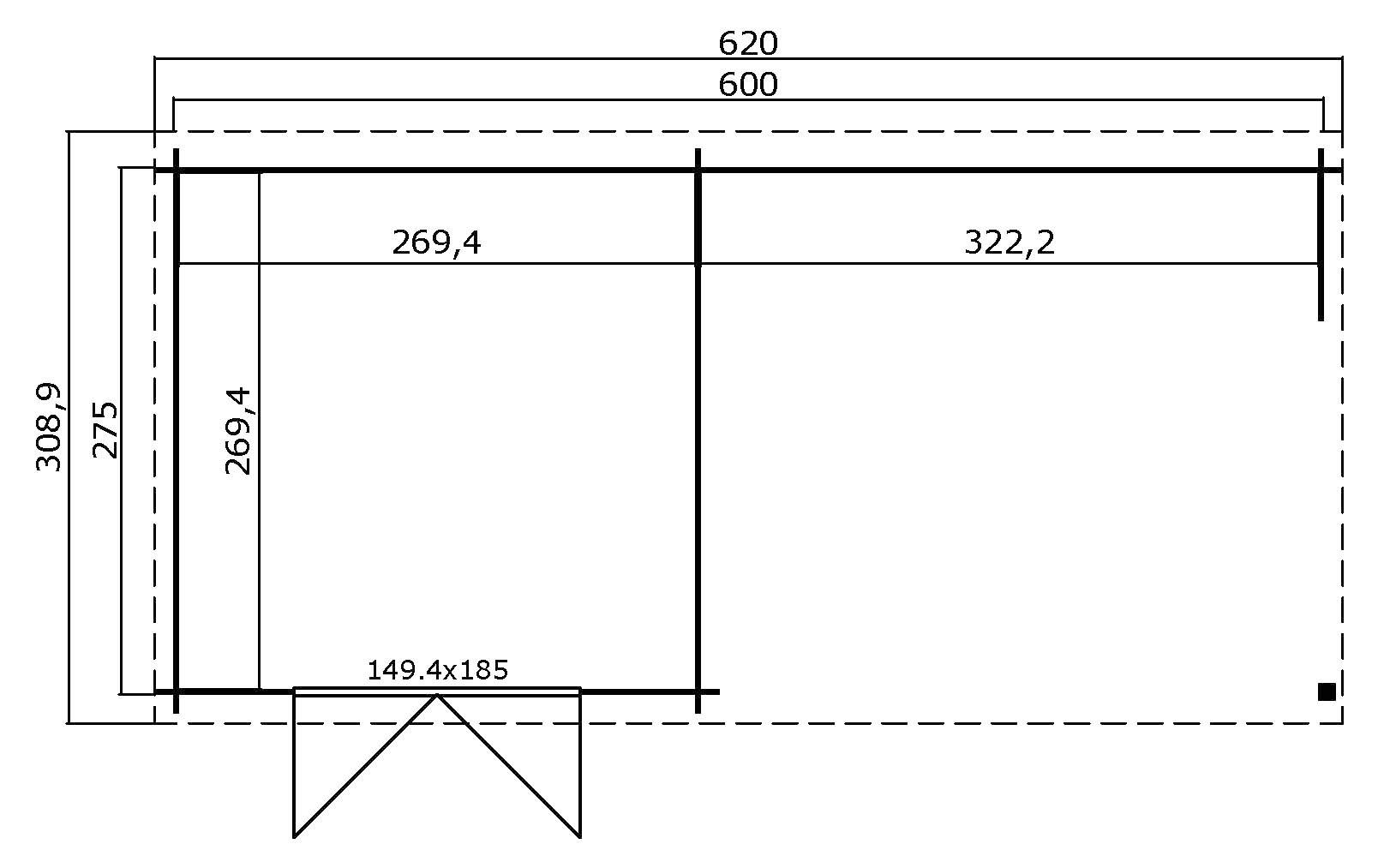 LASITA MAJA Gartenhaus »Novia 275 Plus« Blockbohlenhaus 28mm, mit Anbau