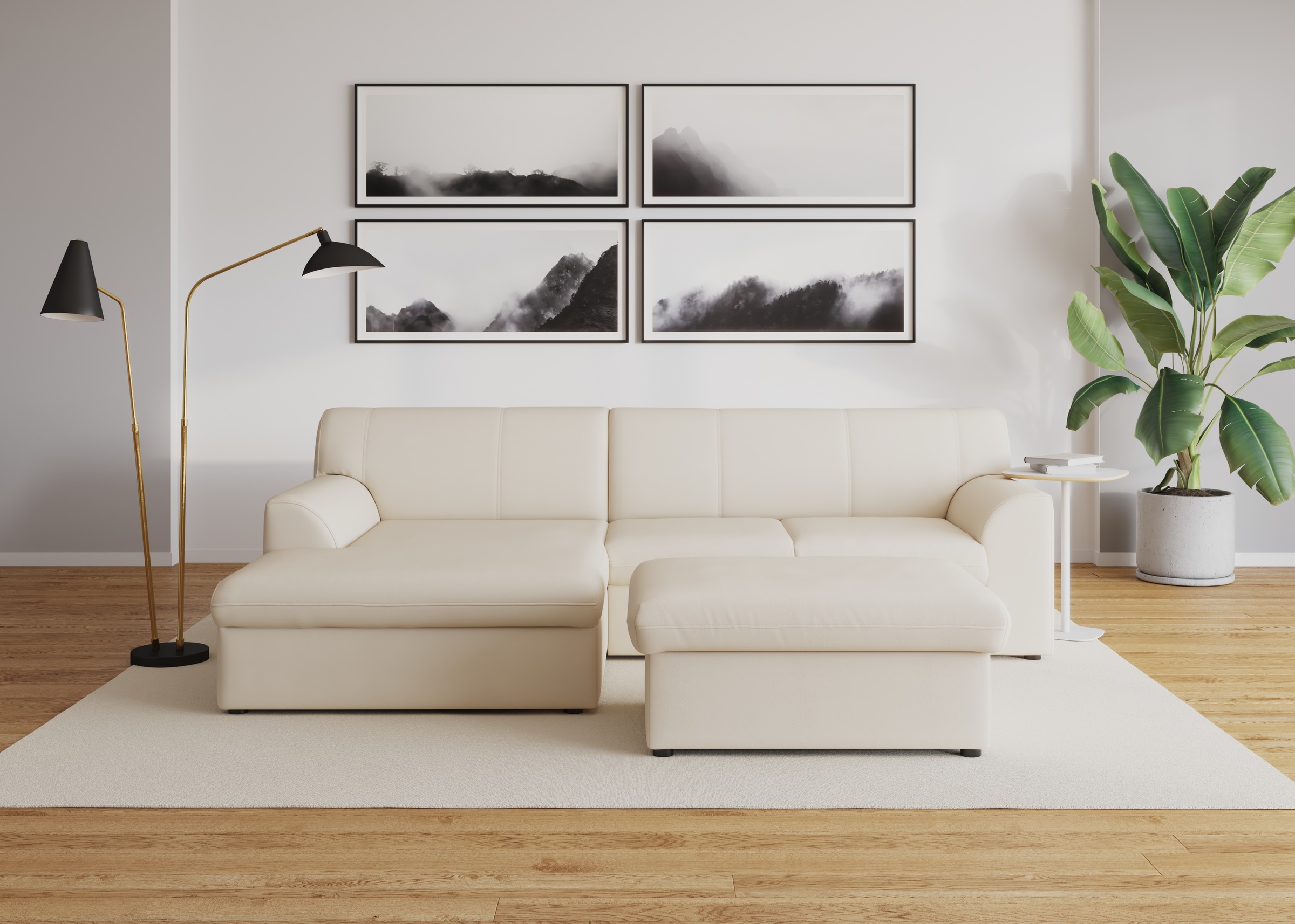 DOMO collection Ecksofa »Topper, elegant und zeitlos, kompaktes Stellmaß 245/155cm, L-Form«, mit Recamiere, wahlweise mit Schlaffunktion