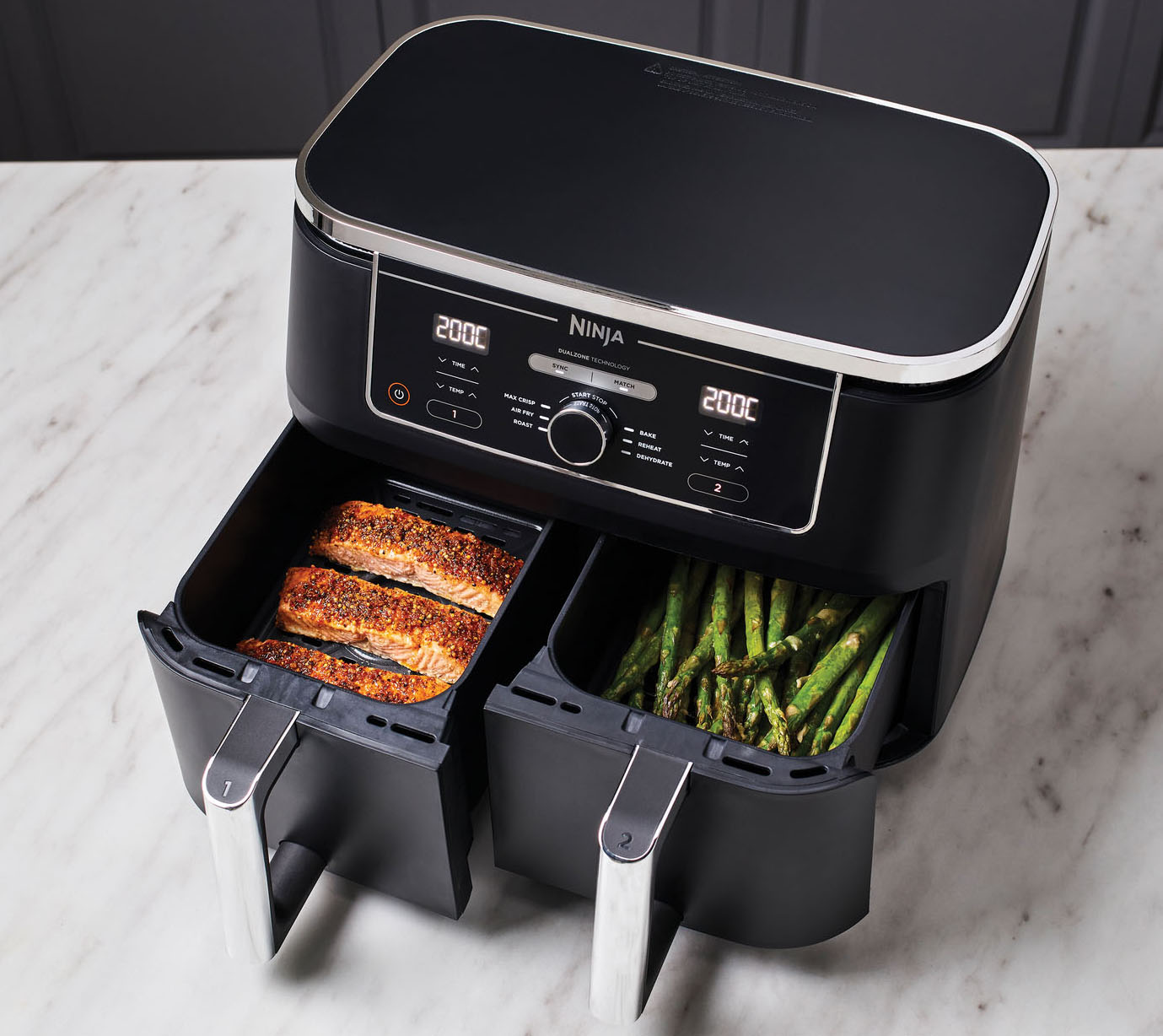 Heißluftfritteuse »Foodi AF400EU Dual Zone Airfryer«, 2470 W, Kapazität je 1,4 kg,...