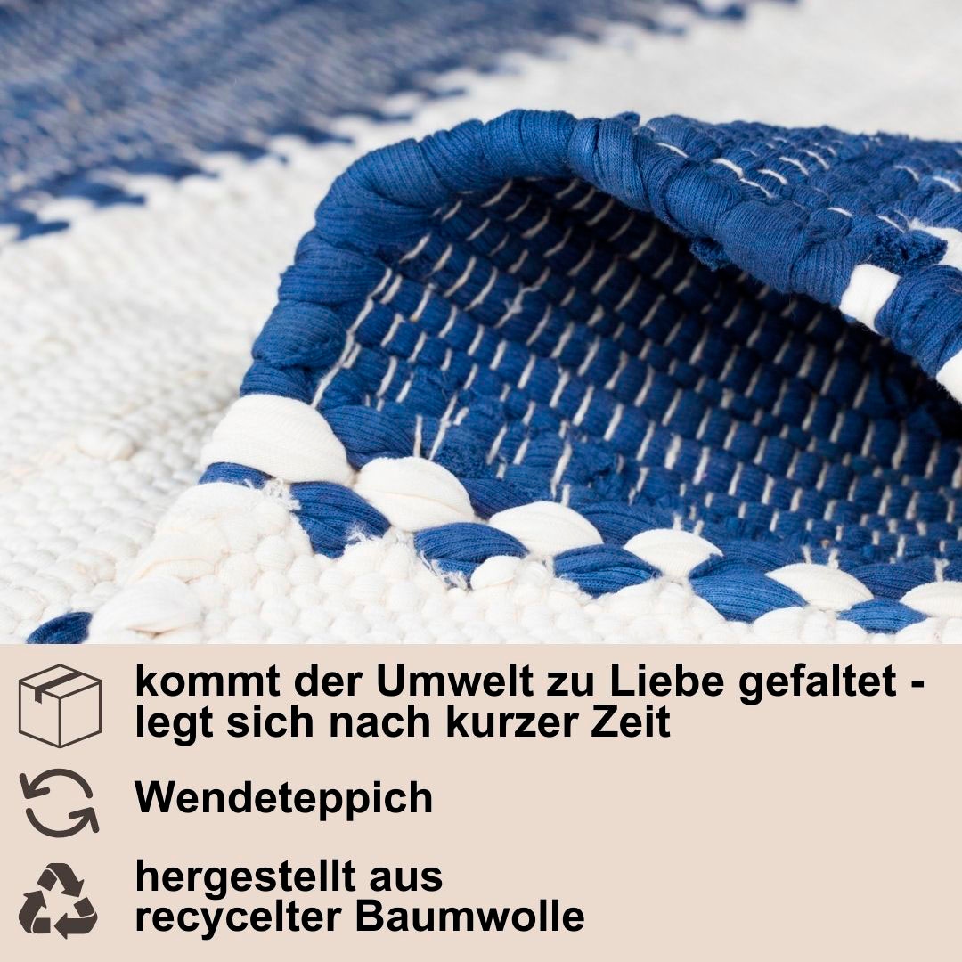 Myflair Möbel & Accessoires Teppich »Karim«, rechteckig, 10 mm Höhe, Handweb Teppich, gestreift, 90% Baumwolle, handgewebt, mit Fransen