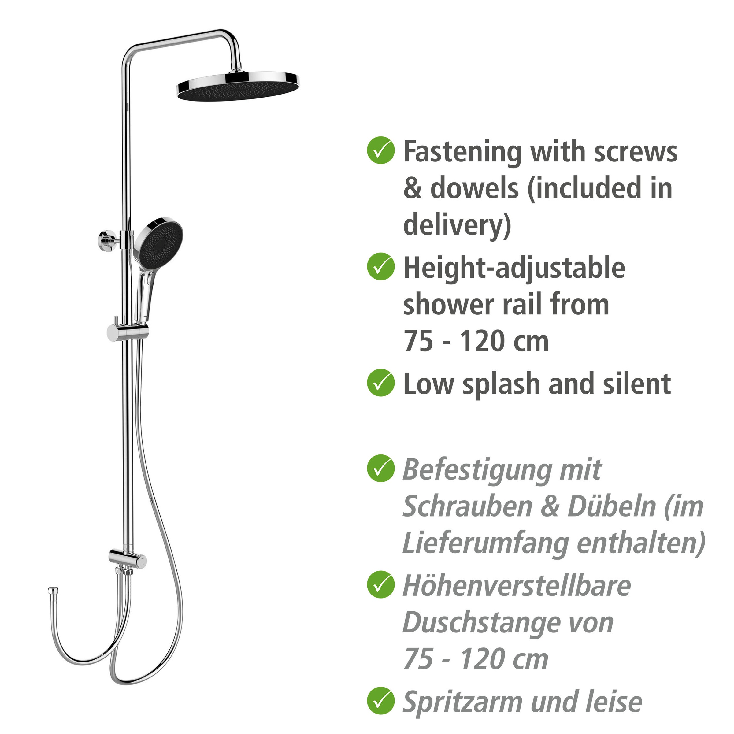 WENKO Duschsystem »Softwater«, Chrom, einfacher Anschluss an bestehende Armatur o. Wandanschlussbogen