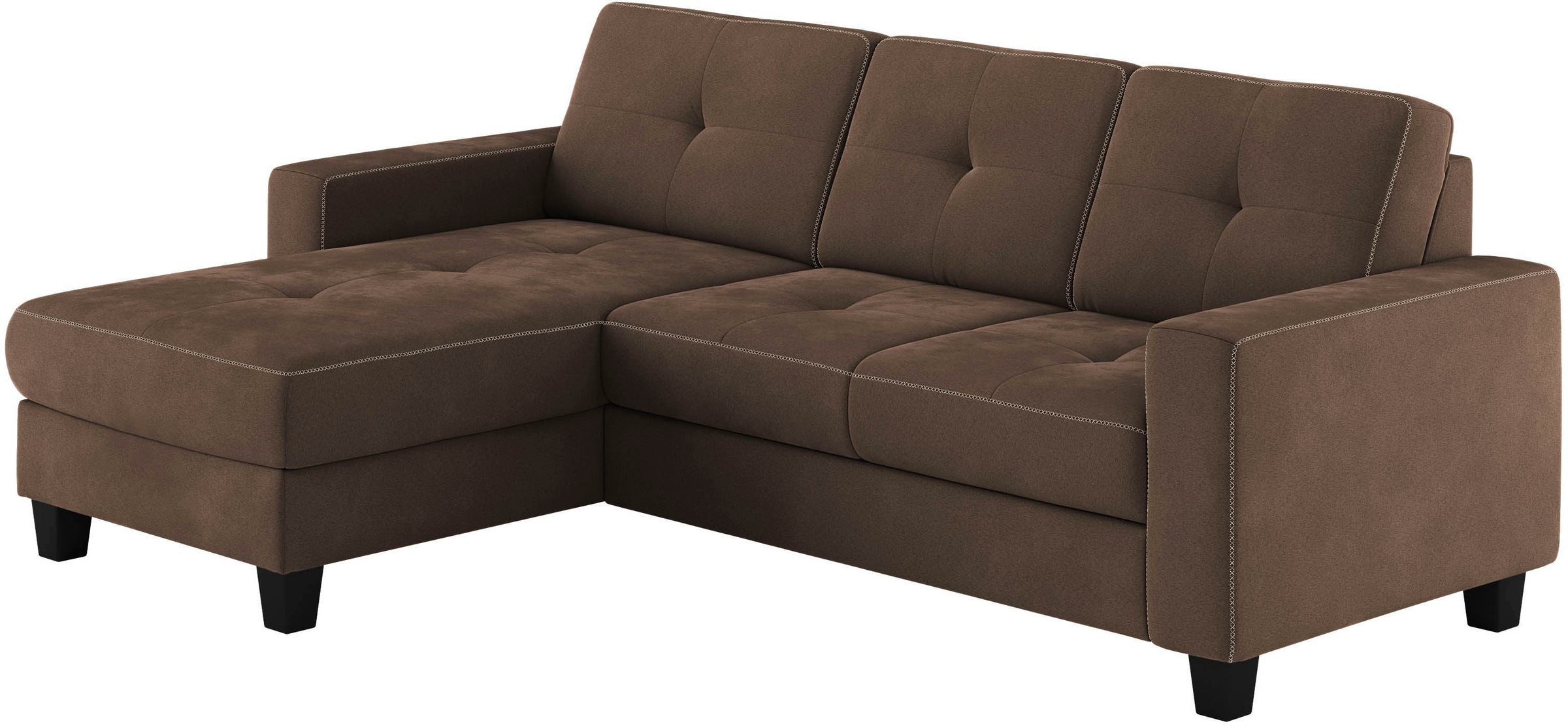 Places of Style Ecksofa »Varese L-Form«, Kreuznaht in beige