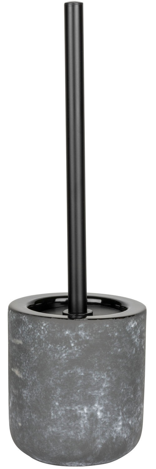 WENKO WC-Garnitur »Sacile« aus Edelstahl | Keramik | Kunststoff Keramik in Beton-Optik, Toilettenbürste mit Kunststoffabdeckung