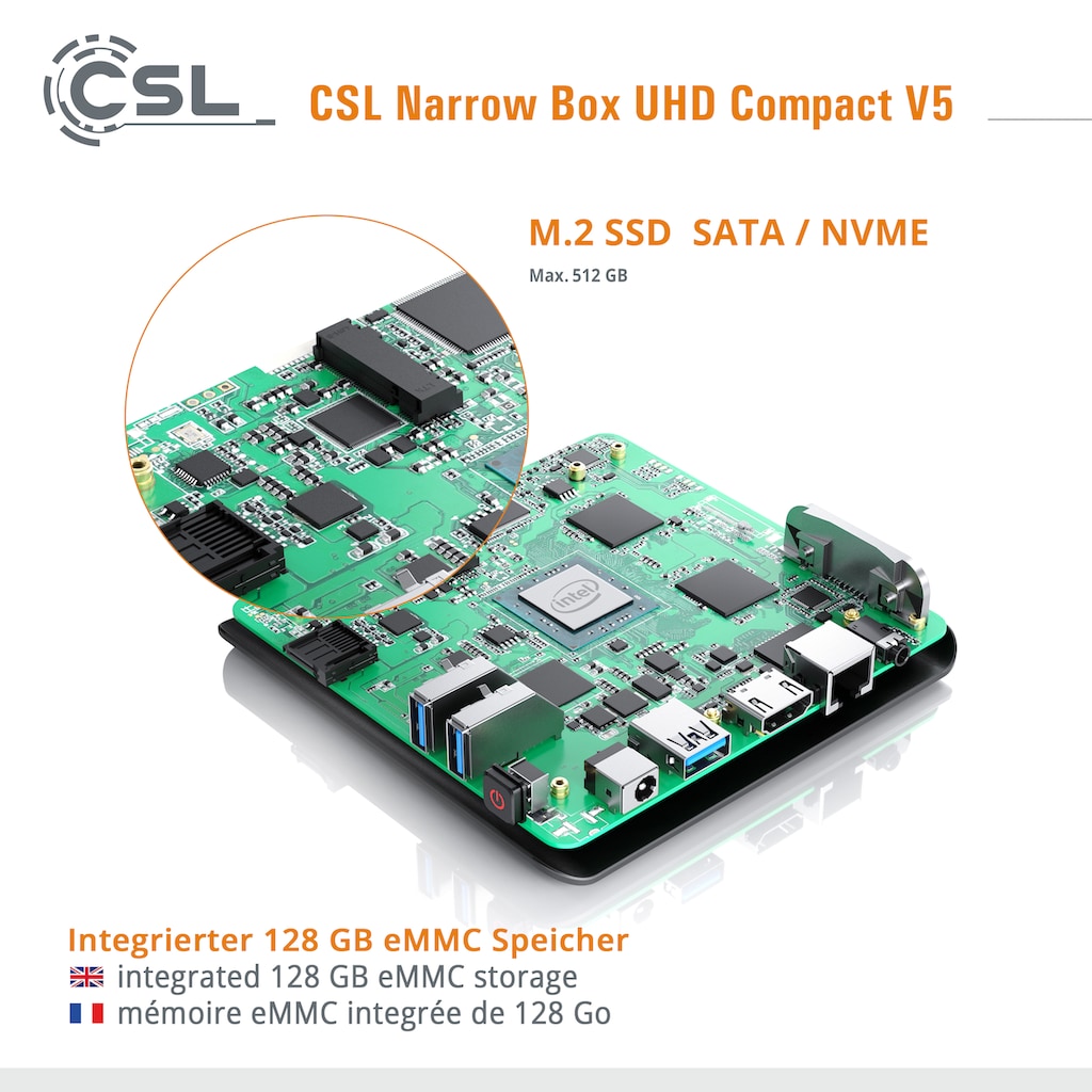 CSL Mini-PC »Narrow Box Ultra HD Compact v5«