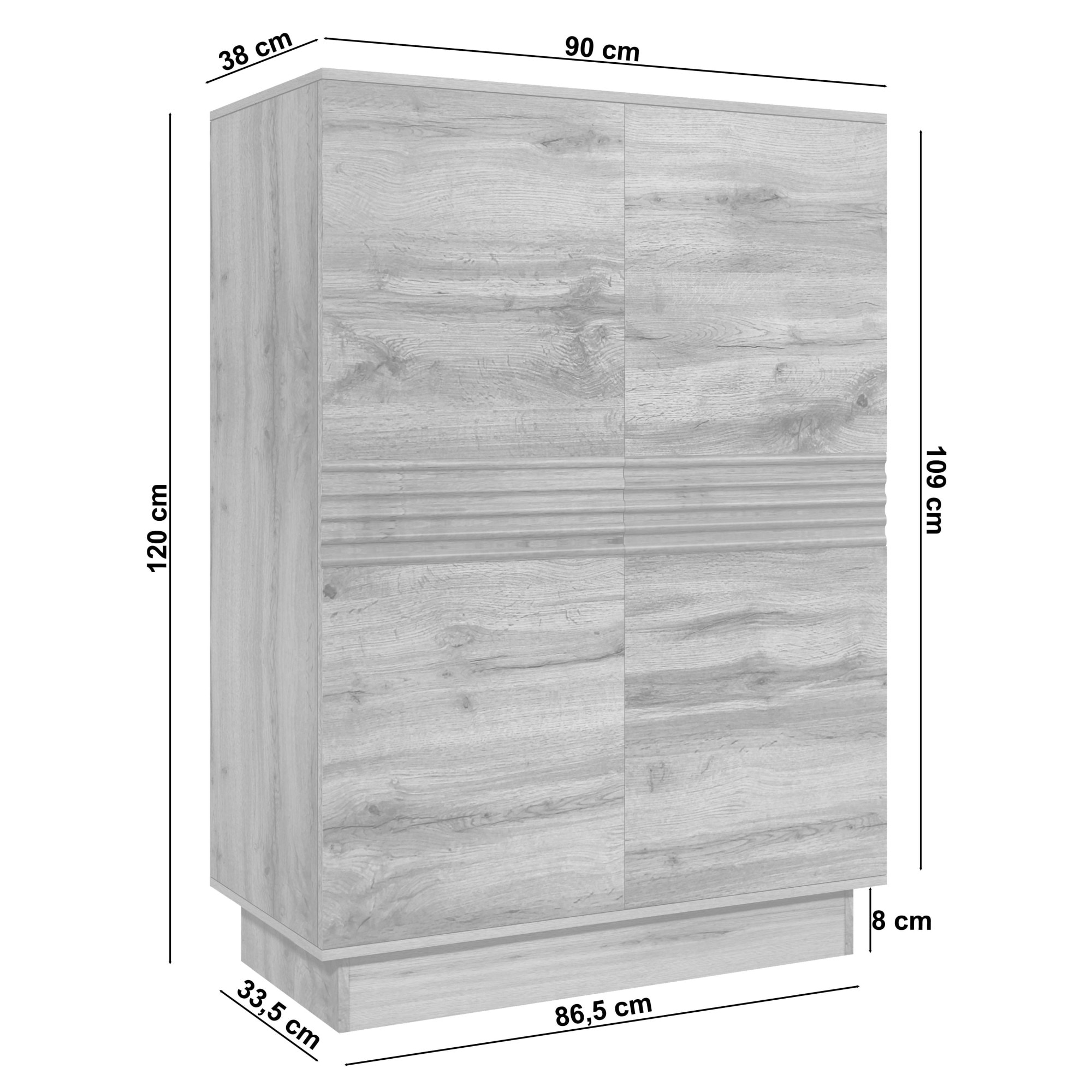 Home affaire Highboard »Angers« Kommode, Midischrank mit Push-to-open, 2 Einlegeböden, Breite 90 cm