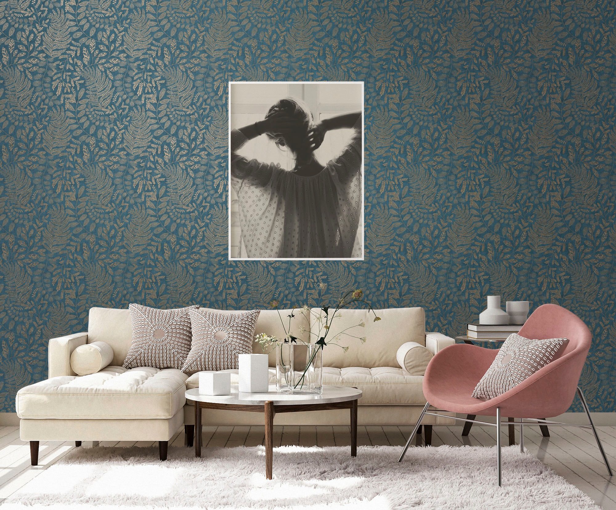 A.S. Création Vliestapete »THE BOS Blätter Floral«, matt-gemustert-neutral, Florale Tapete Tapete Floral Tapeten Wohnzimmer Schlafzimmer Küche