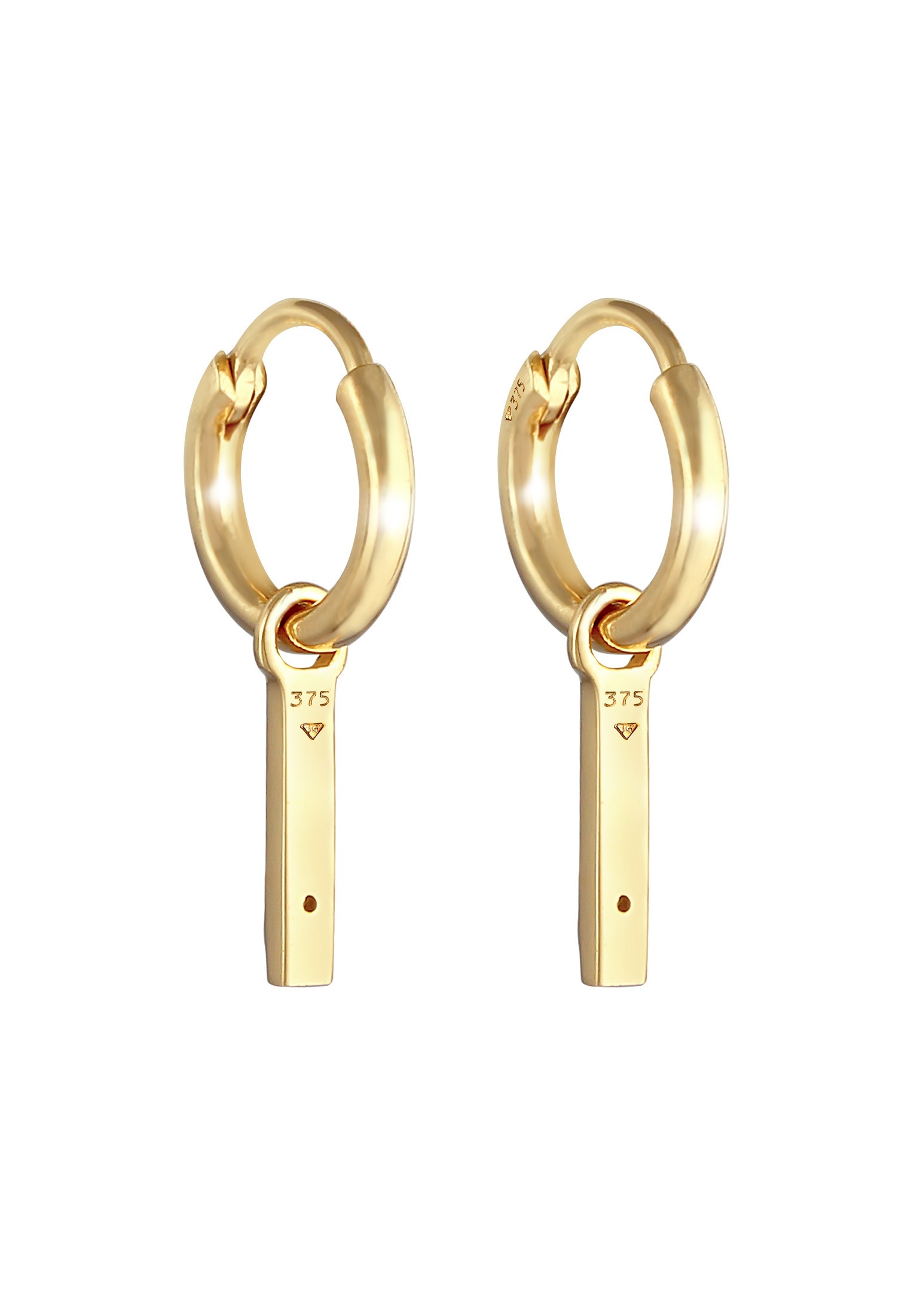 Elli DIAMONDS Paar Creolen »Creolen Hänger Barren Diamant 0,03 ct 375 Gelbgold«
