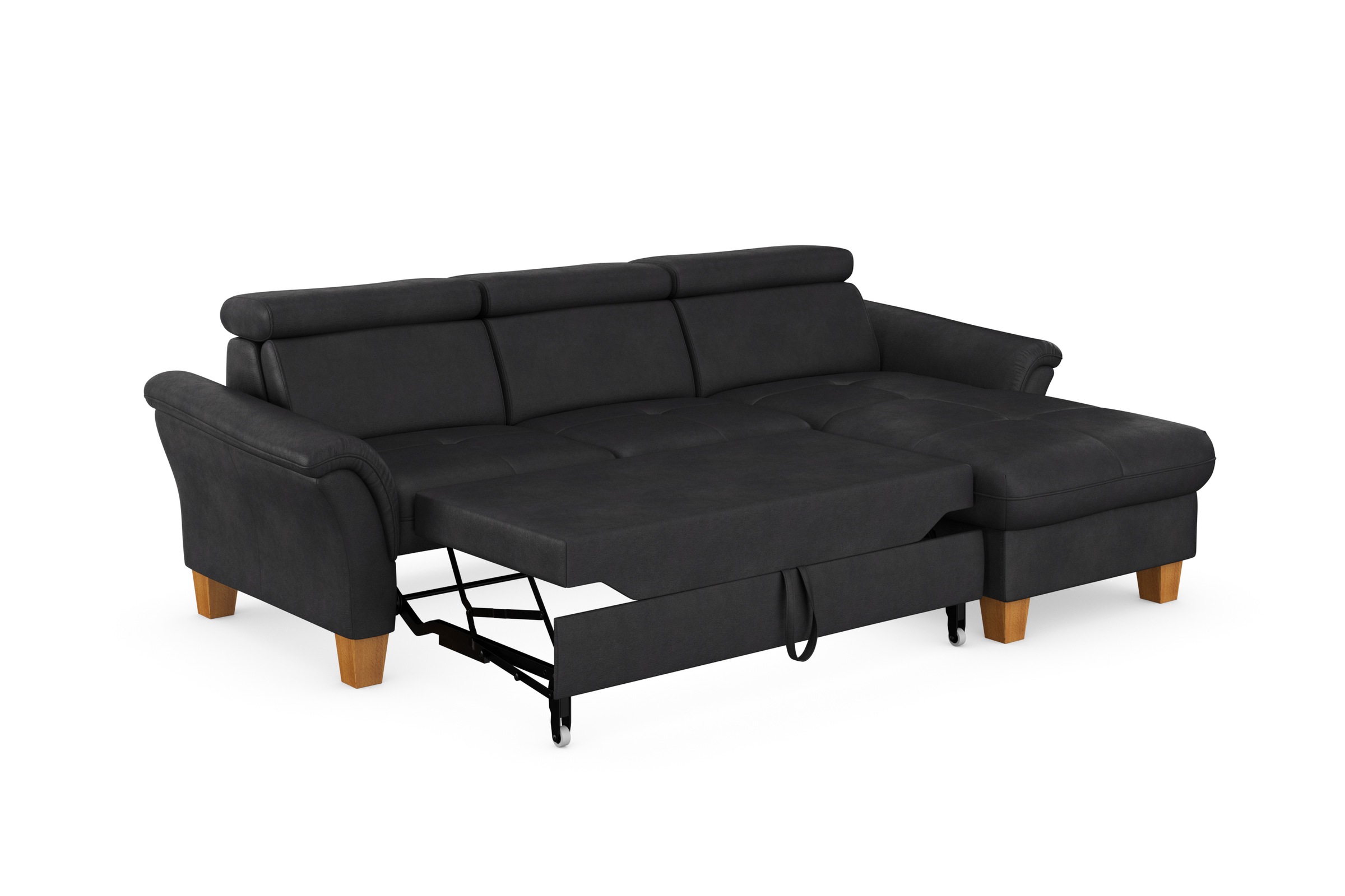 Home affaire Ecksofa »Lindgren L-Form«, wahlweise mit Bett mit klappbaren Rollen, Kasten und Kopfverstellung