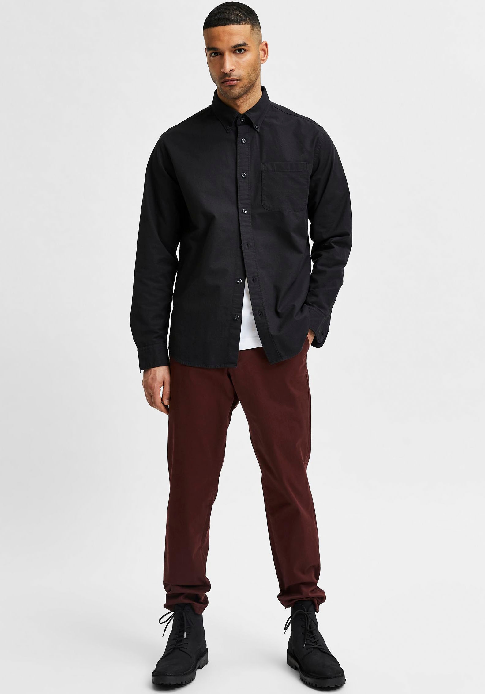 SELECTED HOMME Langarmhemd »SLHREGRICK-OX FLEX S«, mit Brusttasche
