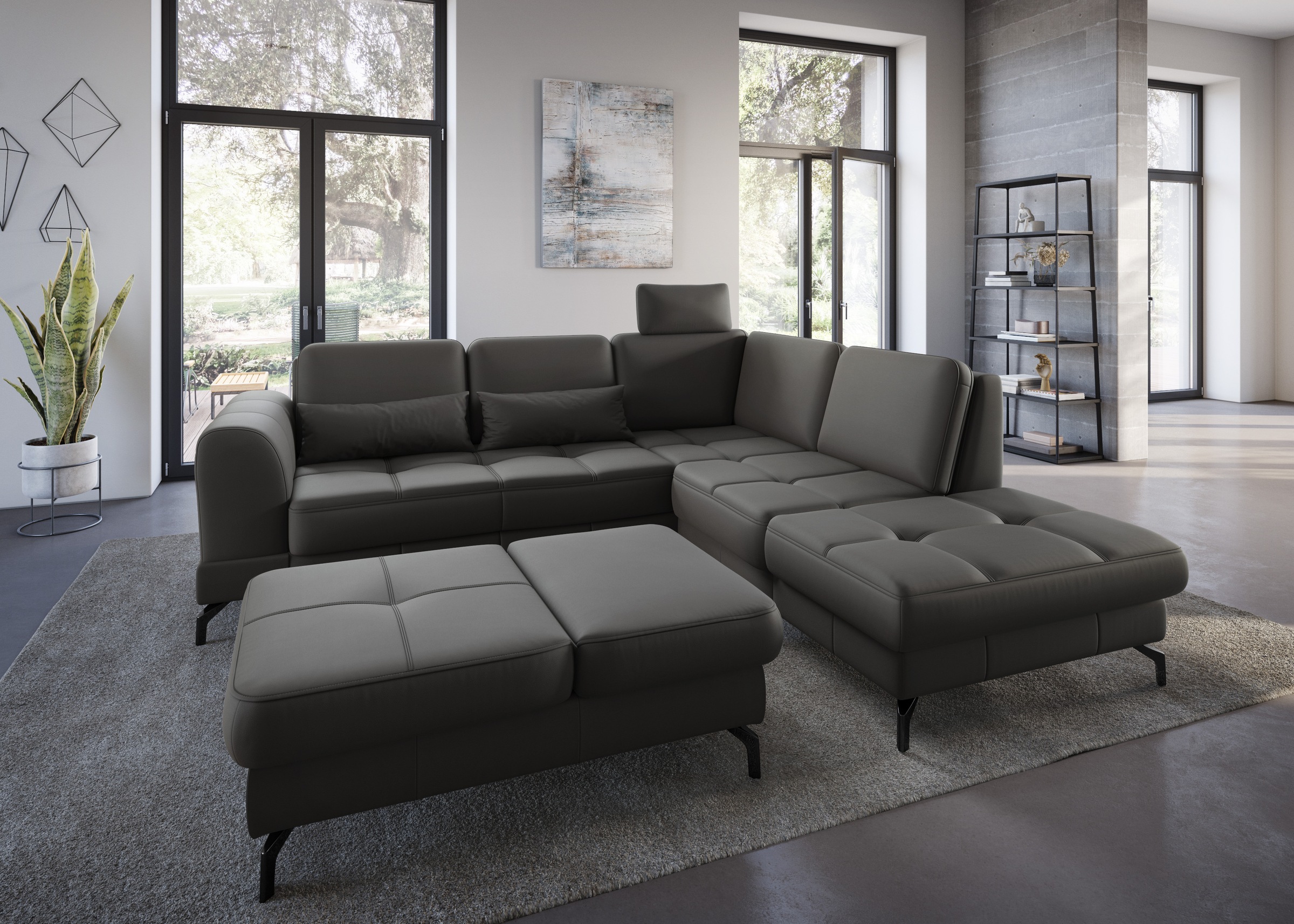 sit&more Ecksofa »Bendigo L-Form«, inklusive Sitztiefenverstellung, Bodenfreiheit 12 cm, in 2 Fußfarben