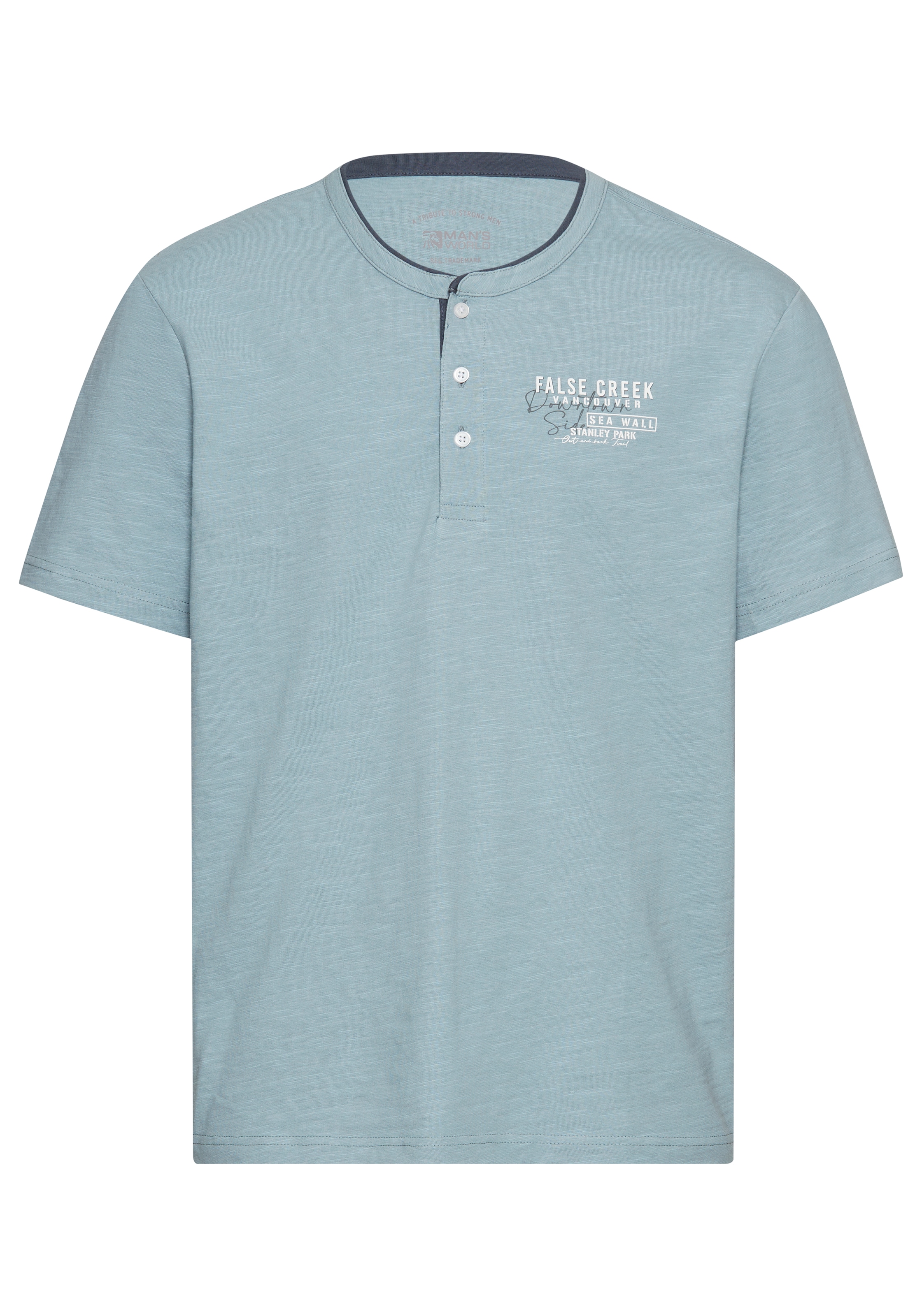 Man's World Henleyshirt, mit Stehkragen-Optik und funktionaler Knopfleiste
