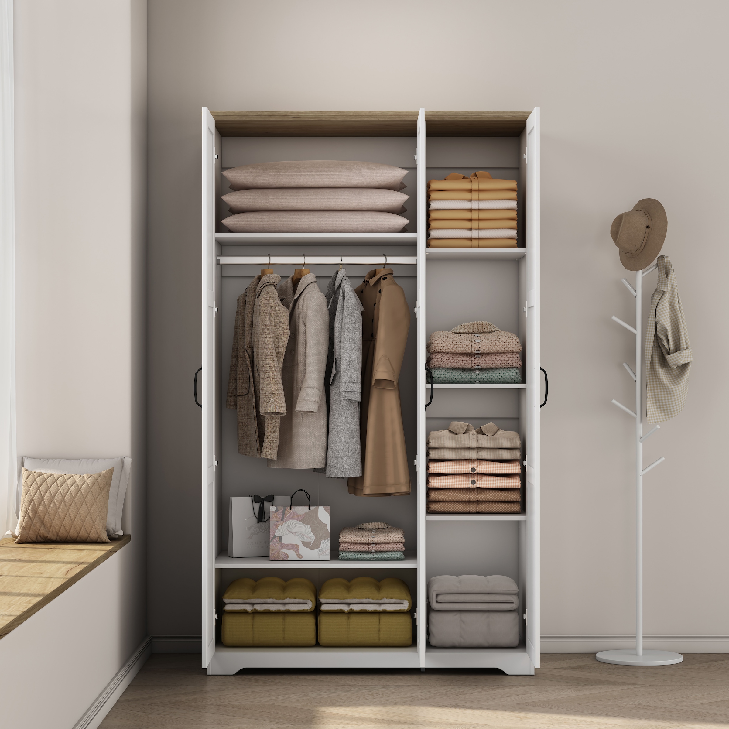 OTTO home Kleiderschrank »Emmilia Schrank Schlafzimmerschrank im Landhaus Design« Mit vielen Einlegeböden und Softclose,  Landhaus Schrank mit  3 Türen Breite 113,4cm, Höhe 2m