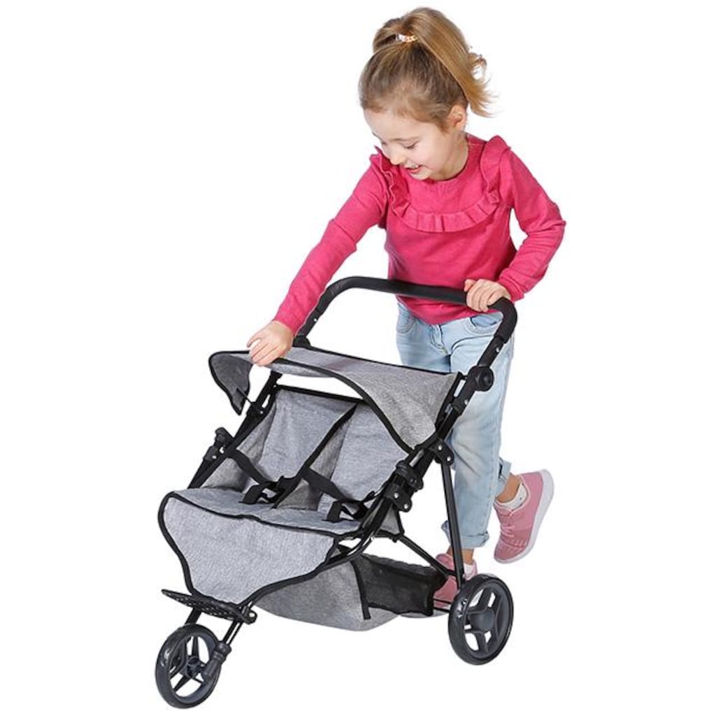 Knorrtoys® Puppen-Zwillingsbuggy »Duo - Jeans Grey«