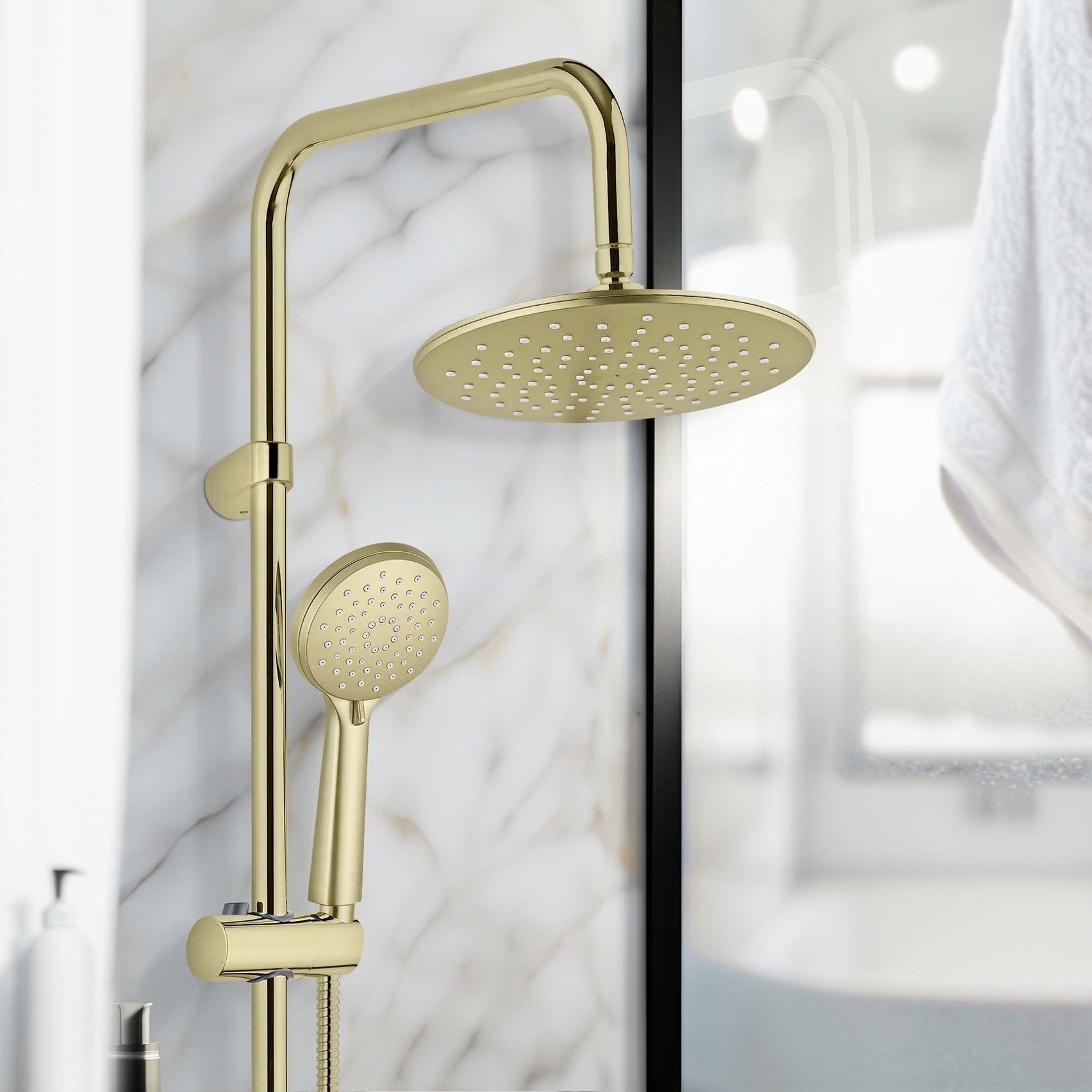 WENKO Duschsystem »Young Line« Komplett-Set, 7 Stk. tlg. Duschstange mit Halter, Handbrause, Regenduschkopf & Duschschlauch