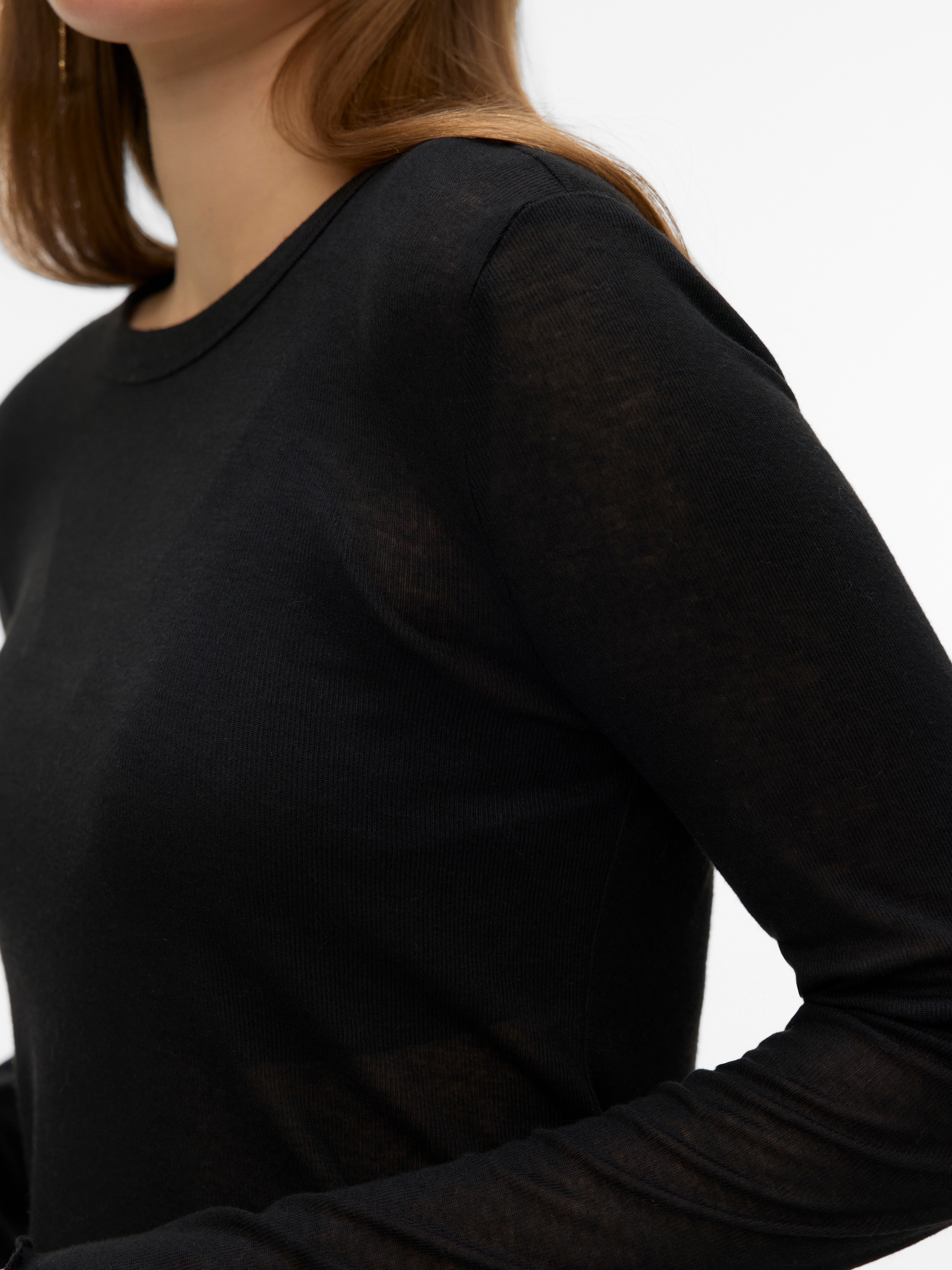 Vero Moda Langarmshirt »VMARIEL LS TOP JRS NOOS« Materialmix, gewellter Saum