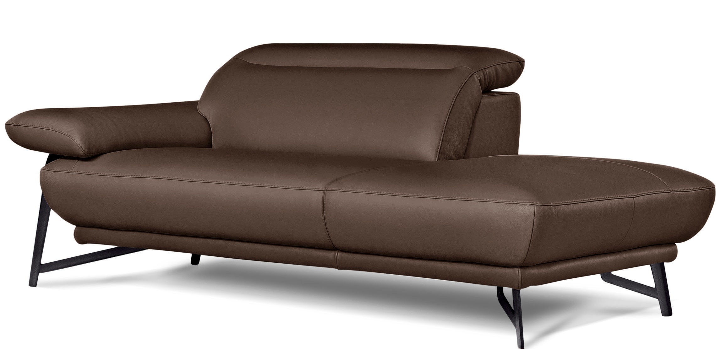 Egoitaliano Ottomane »Anais, erstklassiges Designsofa, Breite 179 cm, Fußfarbe schattengrau«, Kopfteil verstellbar, Leder BULL, chocolate