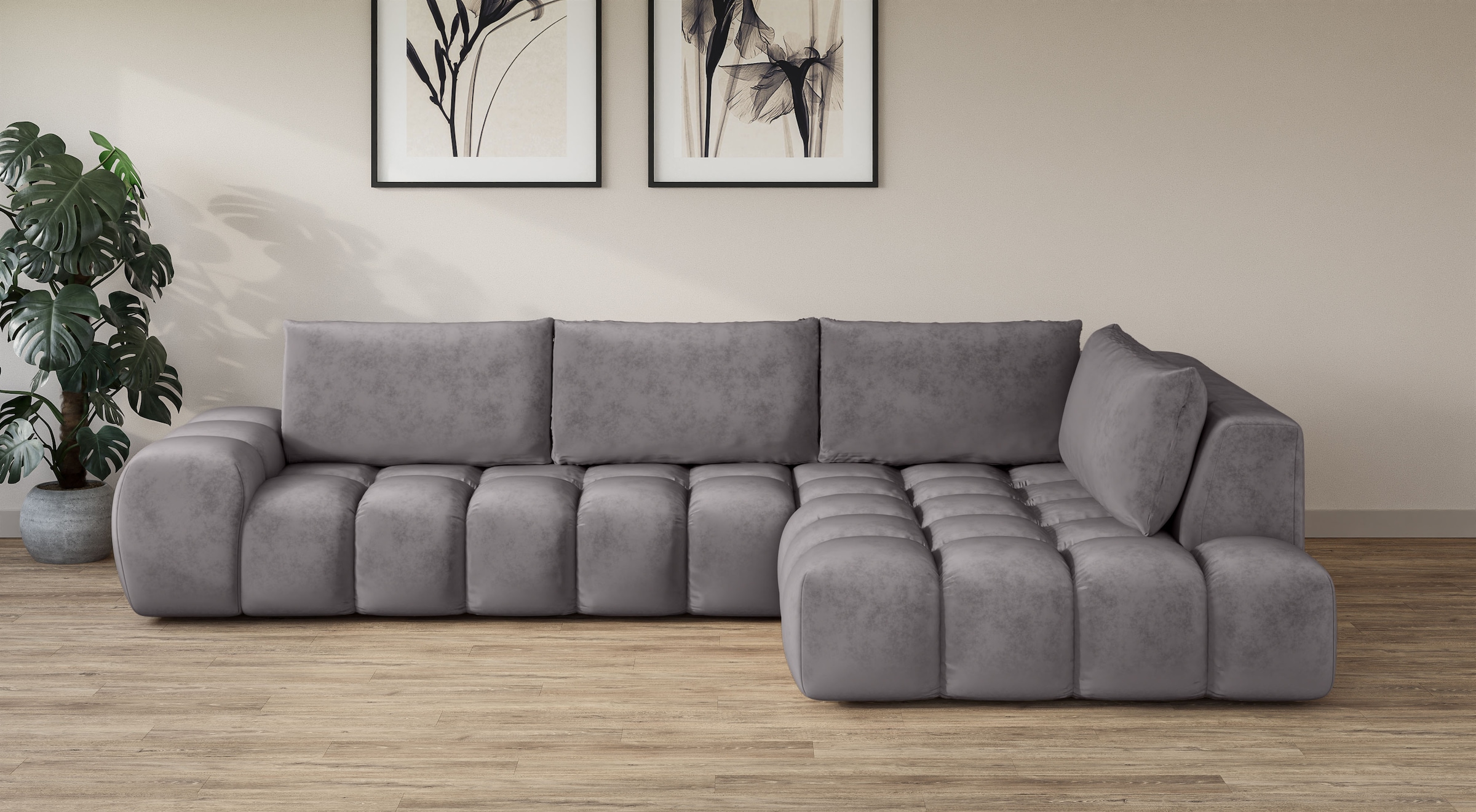 OTTO home Ecksofa »AZITA L-Form, XXL 352 cm Designsofa in Bubble-Opitk« los günstig online kaufen