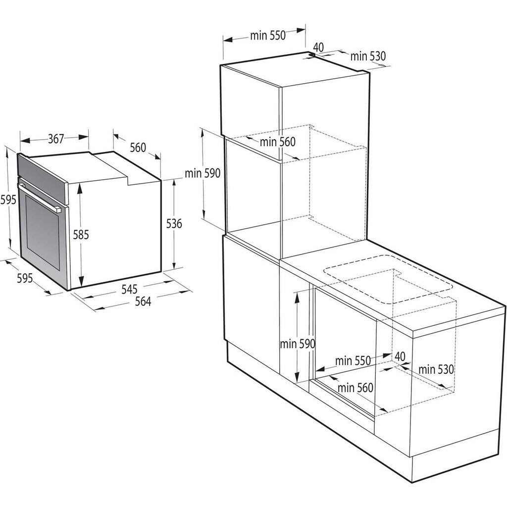 GORENJE Einbaubackofen »BOS6737E09BGOT«, BOS6737E09BGOT, mit 2-fach-Teleskopauszug, Aqua-Reinigungsfunktion, ExtraSteam