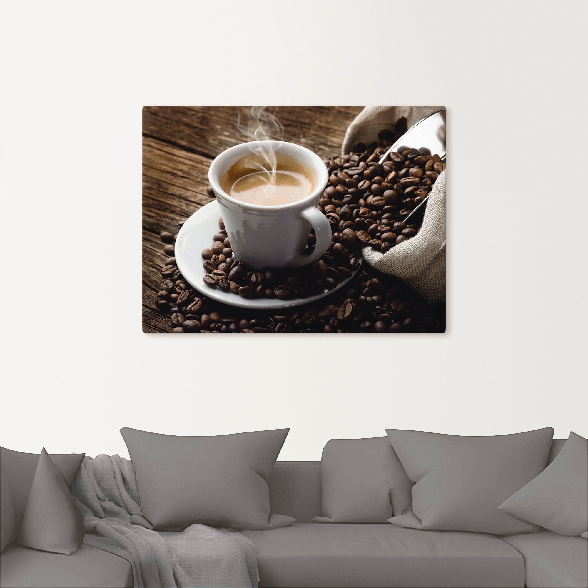 Artland Wandbild »Heißer Kaffee - dampfender Kaffee«, Getränke, (1 St.), als Alubild, Outdoorbild, Leinwandbild, Poster, Wandaufkleber