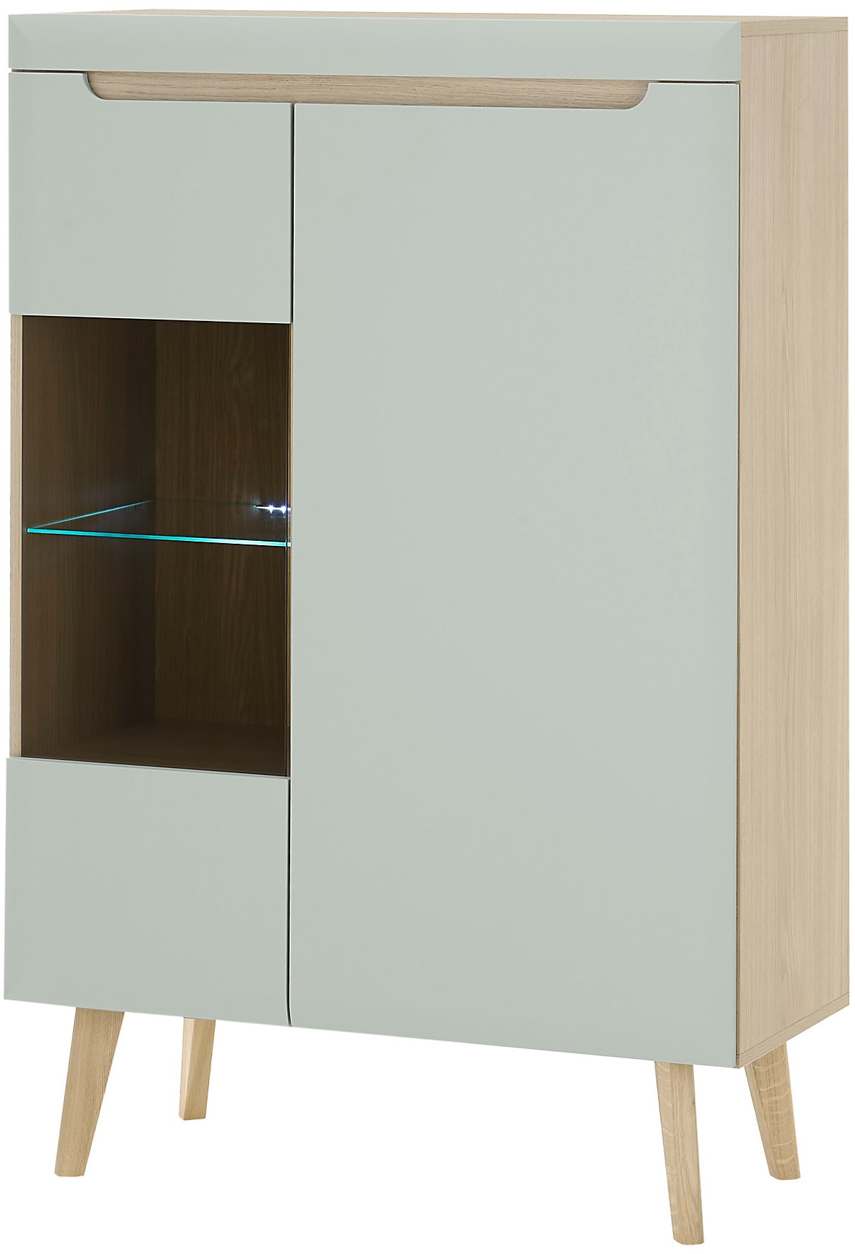 INOSIGN Vitrine »Torge, Hochschrank, Glasvitrine, Standvitrine, Vitrinenschrank«, (1 St.), in drei verschiedenen Farben verfügbar, Glastür & -boden, 90 cm breit
