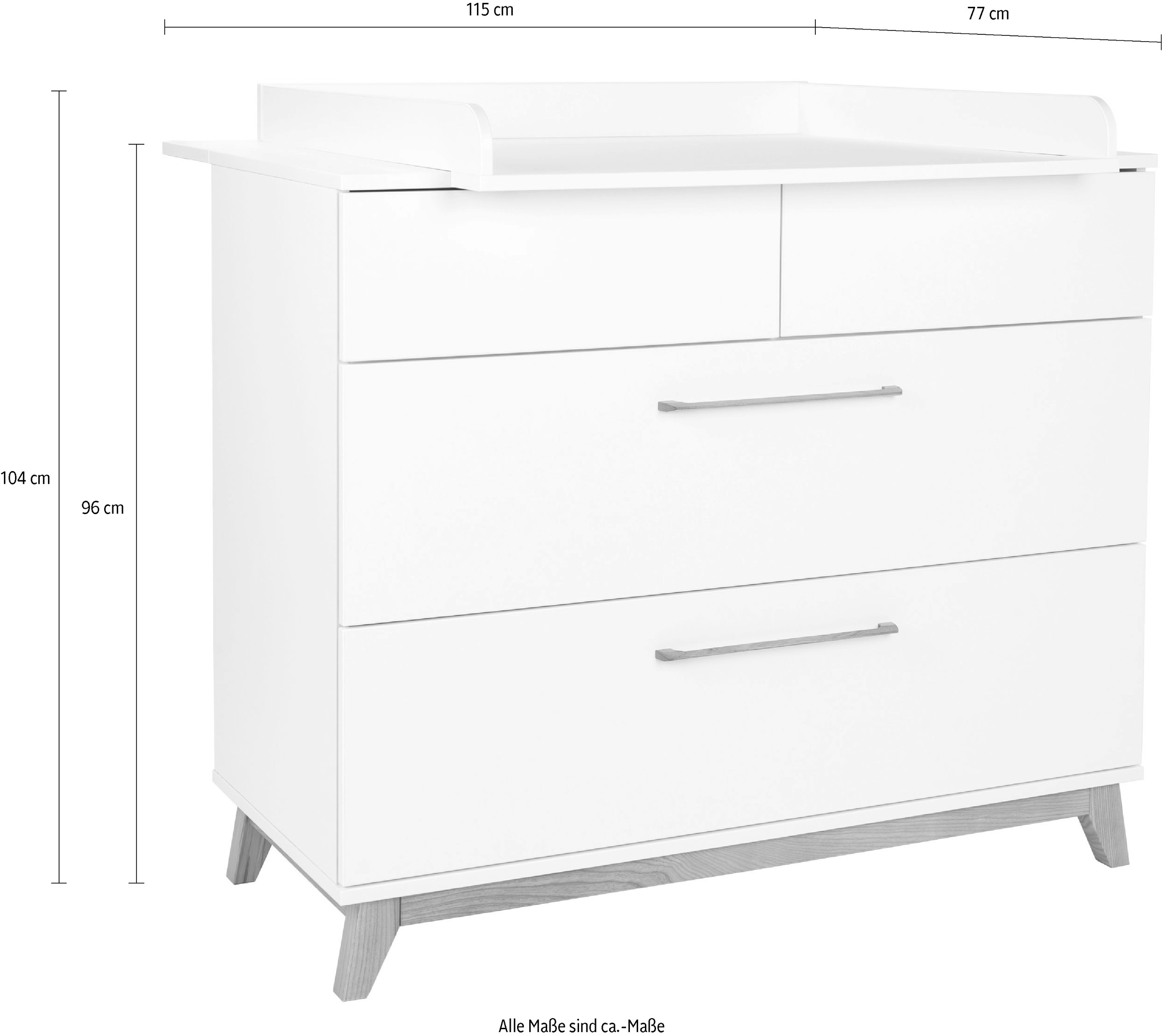 arthur berndt Wickelkommode »Wickelkommode »Lina« mit abnehmbarem Wickelaufsatz«, bis 15 kg, 115 cm