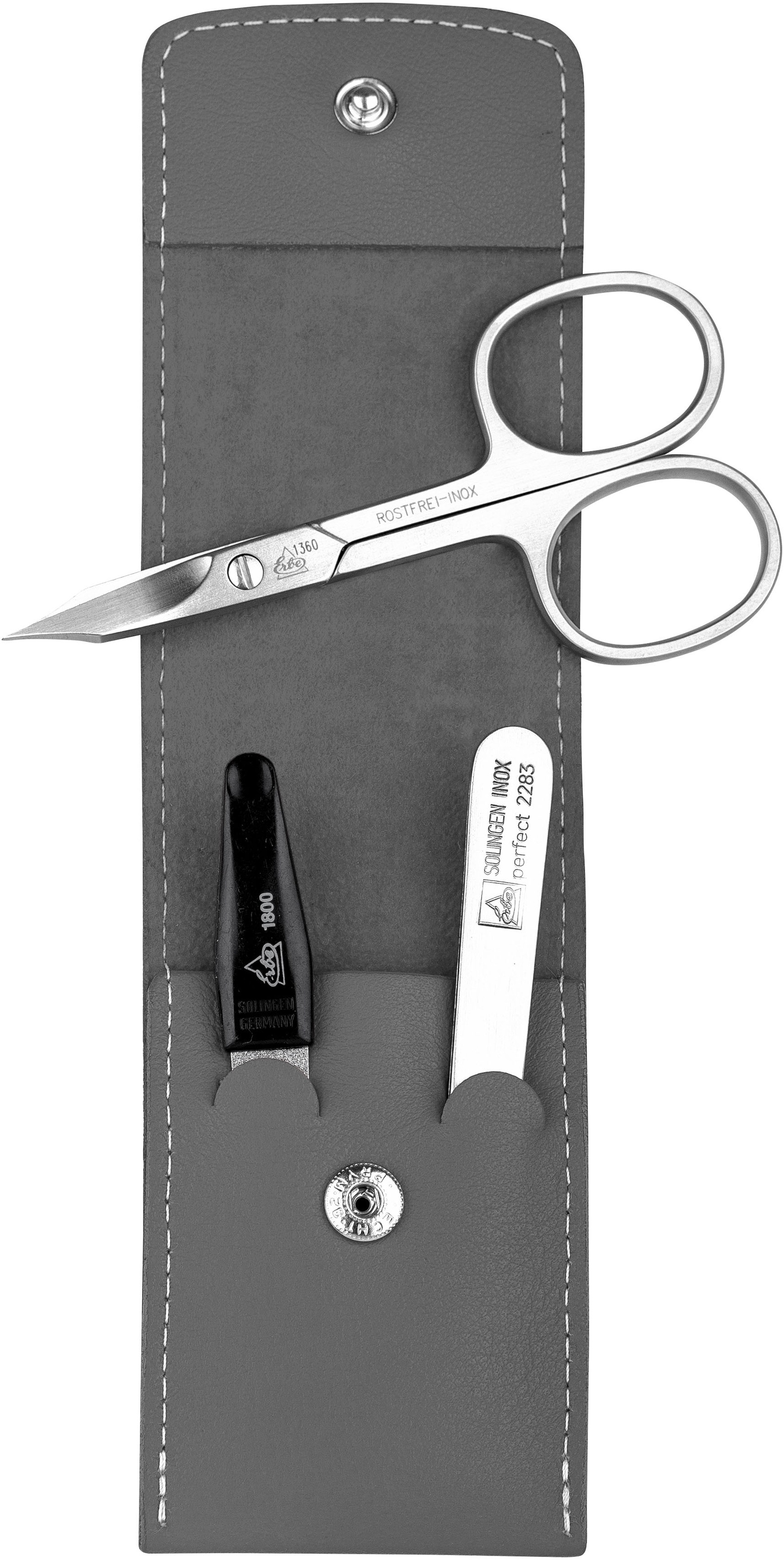 ERBE Maniküre-Etui »ERBE Maniküre Set Taschen-Etui Serie "Travel", rot, 3-tlg.« Echtleder, rostfreie Instrumente, Hergestellt in Solingen/Deutschland