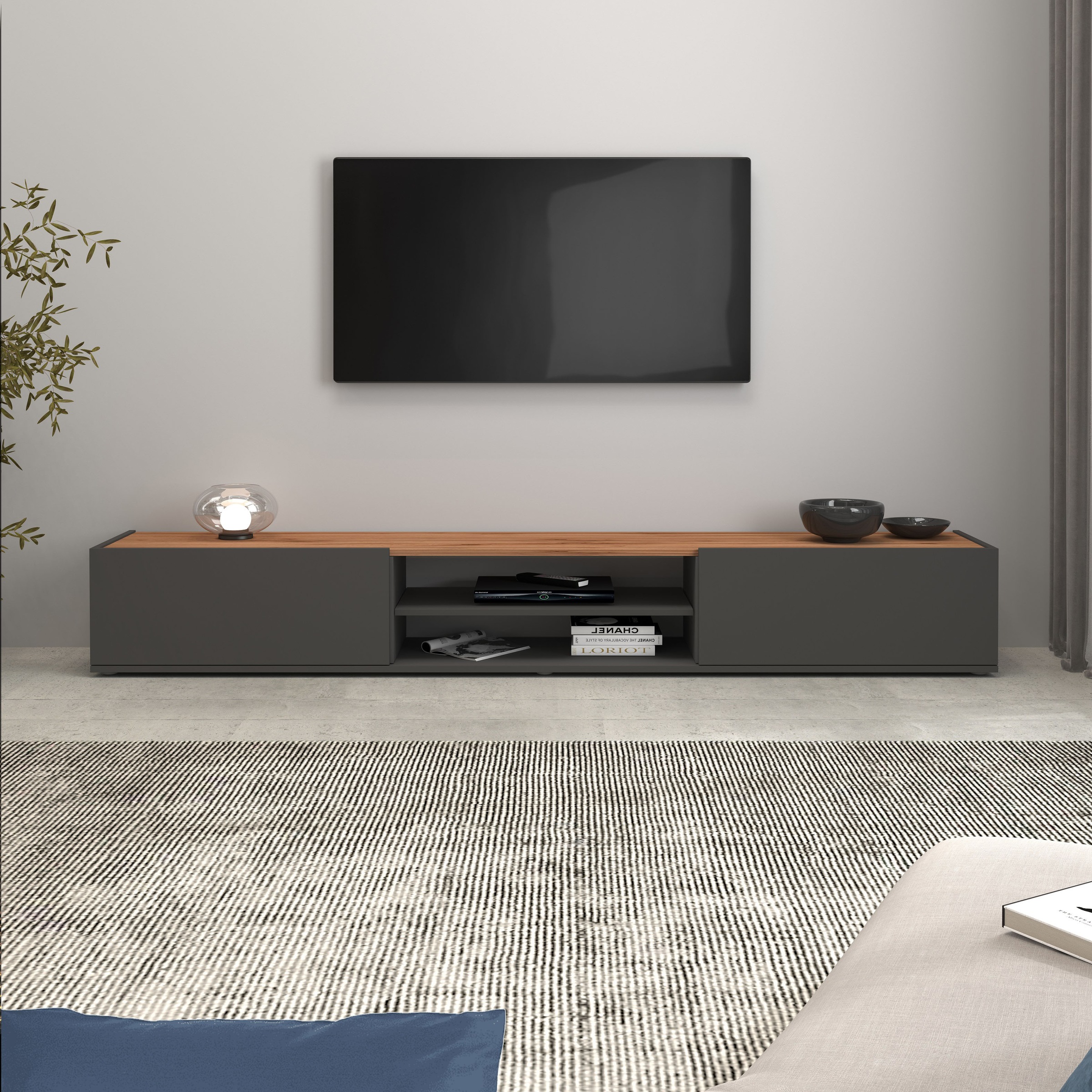 INOSIGN Lowboard »Garda,Lowboard,TV-Kommode,TV-Möbel,TV-Bank«, stehend und hängend mit 2 Klappen, 1 Einlegeboden, Breite 210 cm