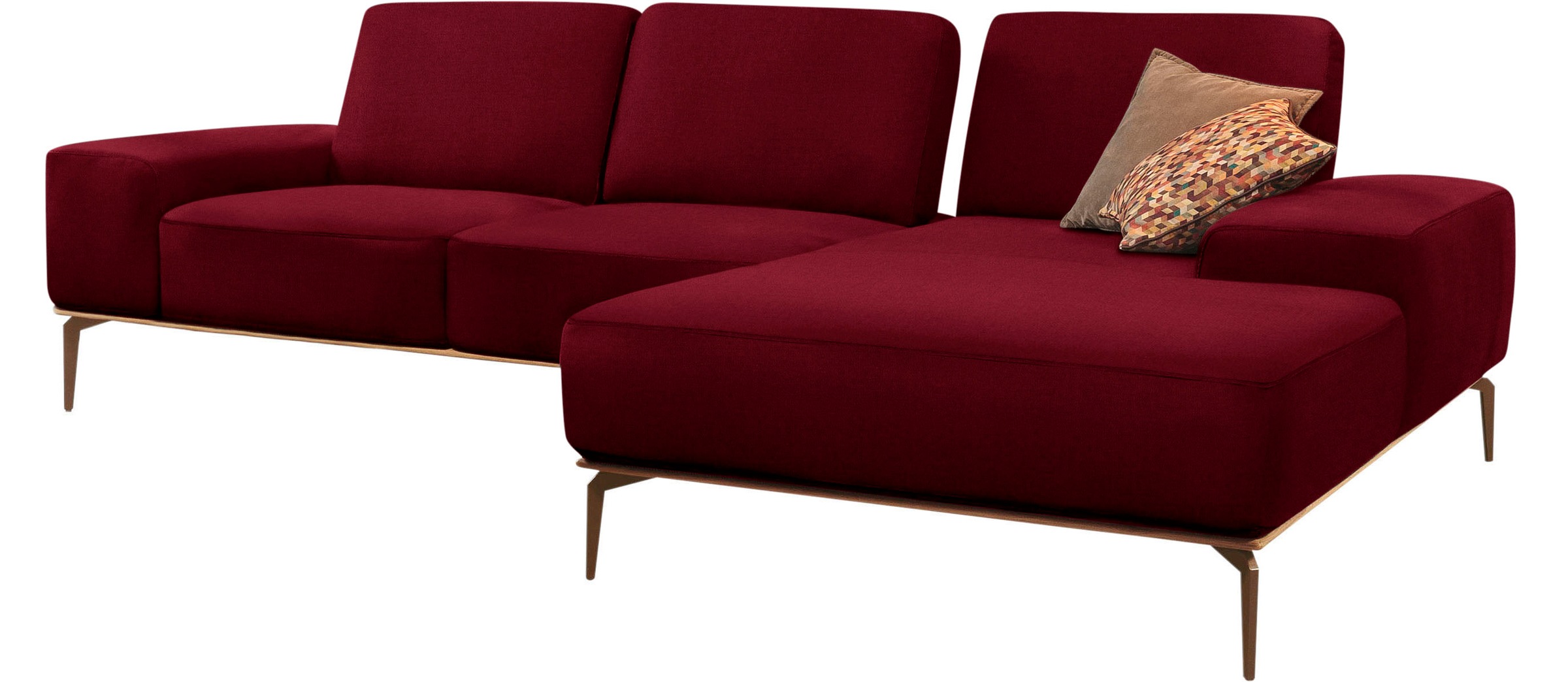 W.SCHILLIG Ecksofa »run, Designsofa mit tollem Sitzkomfort, L-Form«, mit Holzsockel, Füße in Bronze pulverbeschichtet, Breite 299 cm