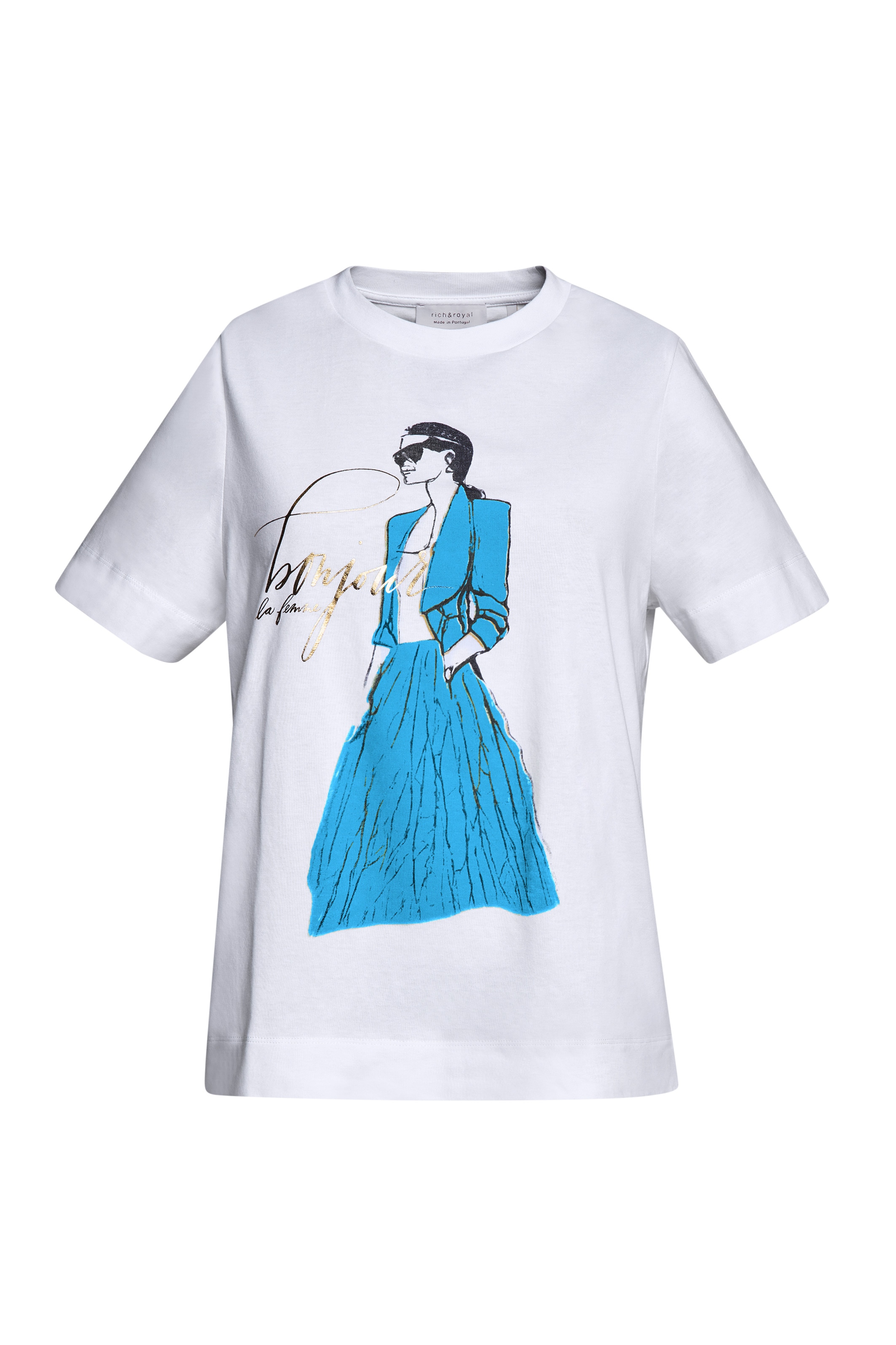 RICHROYAL T-Shirt, Easy fit T-Shirt "Bonjour" with woman print