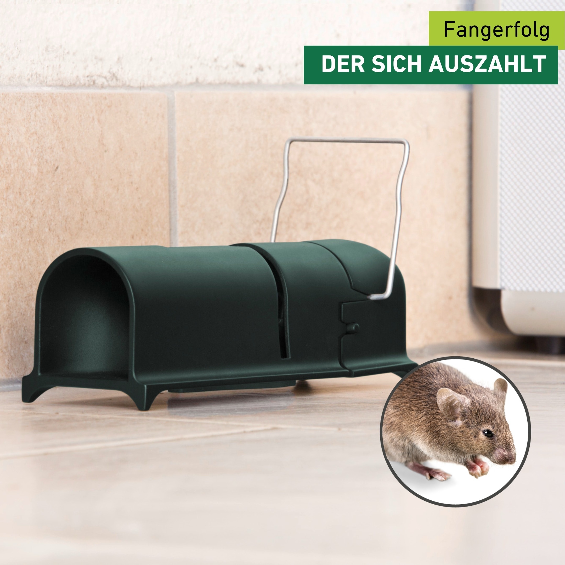 Windhager Schlagfalle »secret catch trap, Mausefalle mit sichtbarem Fangerfolg« Schädlingsbekämpfung wiederverwendbar, Mäuseköder, schwarz