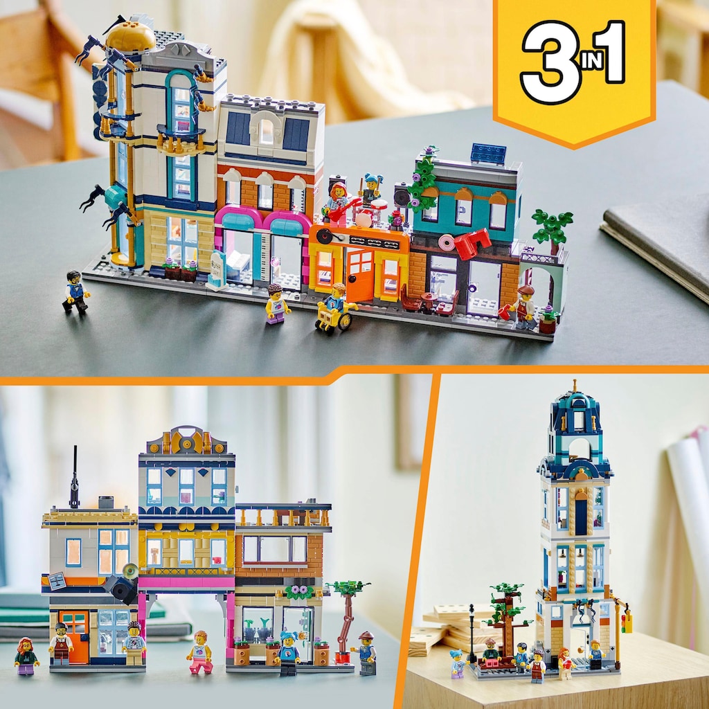 LEGO® Konstruktionsspielsteine »Hauptstraße (31141), LEGO® Creator 3in1«, (1459 St.), Made in Europe
