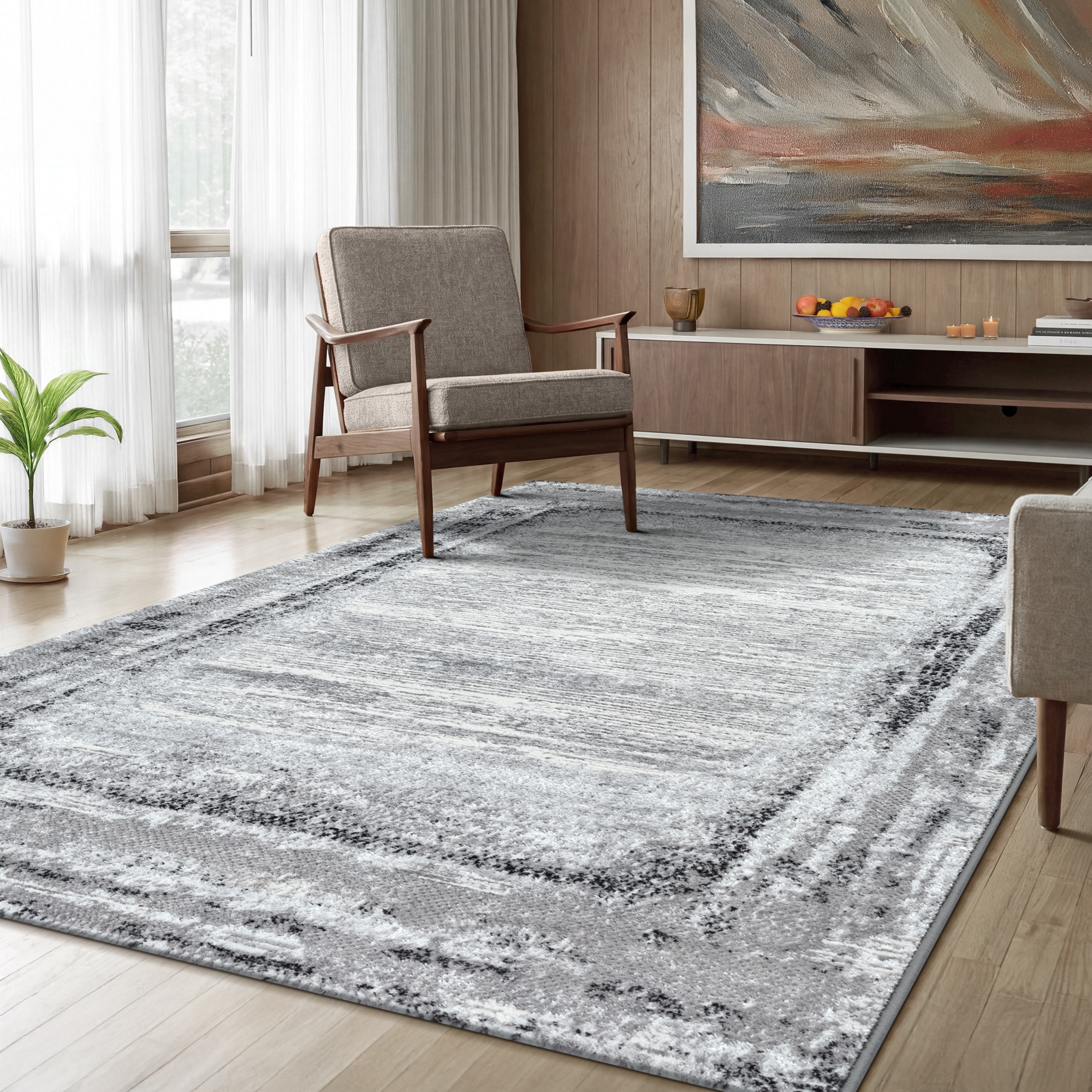 Sanat Teppich »Harmony 3215 , auch als Läufer« rechteckig 12 mm Höhe Wohnzimmer, Kurzflor, modern, Bordüre, Schlafzimmer